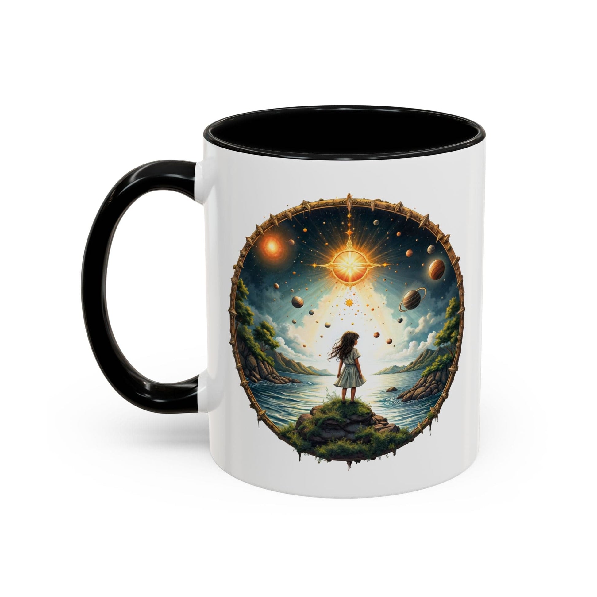 Printify Mug 11oz / Black UFO Coffee Mug with Exploring the Final Frontier Quote - Space Enthusiasts Who Enjoy Unique Gifts Hilarious Space Puns QR Code Quote Video