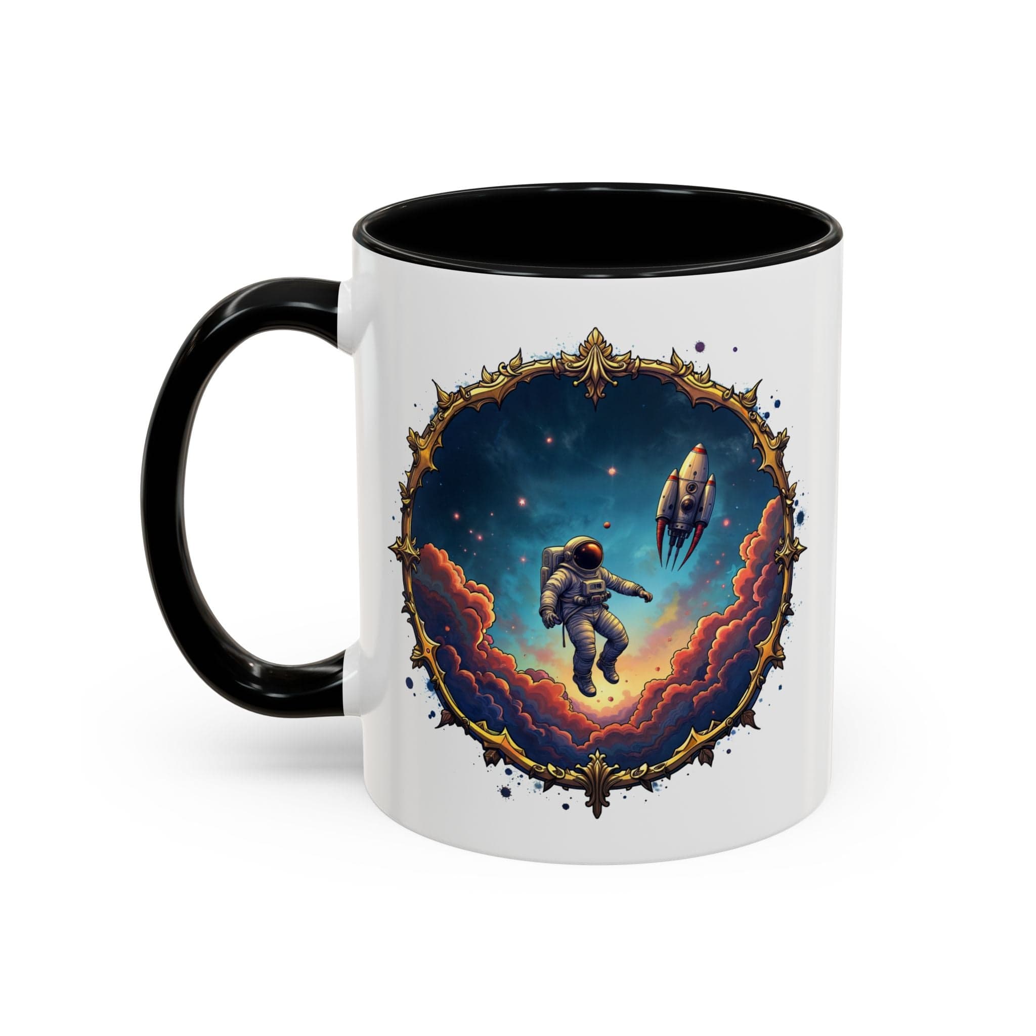 Printify Mug 11oz / Black UFO Coffee Mug with Happy Hour Quotes for Intergalactic Travelers - Who Love Quirky Gift Funny Space-Themed Puns for All QR Code Quote Video