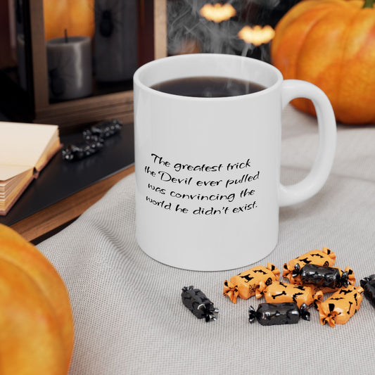 Printify Mug 11oz Devil Art Ceramic Mug, Motivational Quote Cup, Coffee Lover Gift, Unique Home Decor, Inspirational Beverage, 11oz 15oz, Devils Advocate Mug,