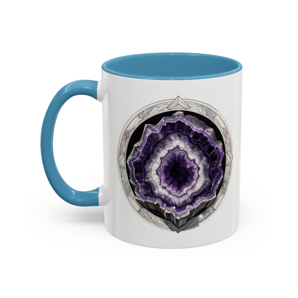 Printify Mug 11oz / Light Blue Amethyst Gemstone Coffee Mug with Inspirational Quote and QR Code Perfect Gift for Mindfulness Lovers and Crystal Spiritual Seekers