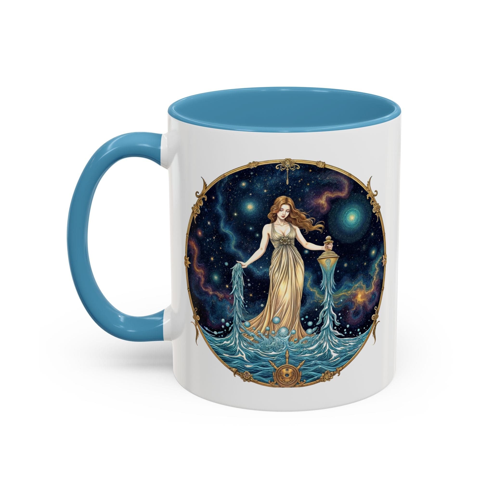 Printify Mug 11oz / Light Blue Aquarius Zodiac Coffee Mug with Inspirational Quote and Smart QR Code Trendy Astrology Gift Personalized Horoscope Mug for Aquarius Lovers