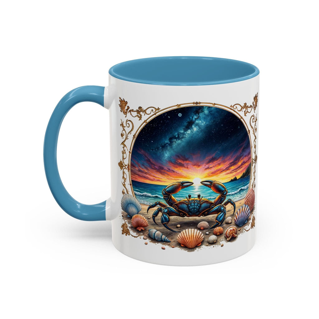 Printify Mug 11oz / Light Blue Cancer Zodiac Coffee Mug with Inspirational Quote and Smart QR Code Nurturing Astrology Gift Personalized Horoscope Mug for Cancer Fans