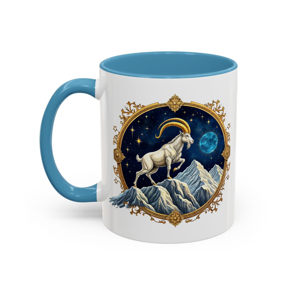 Printify Mug 11oz / Light Blue Capricorn Zodiac Coffee Mug with Inspirational Quote and Smart QR Code Perfect Astrology Gift Unique Capricorn Horoscope Mug for Enthusiasts