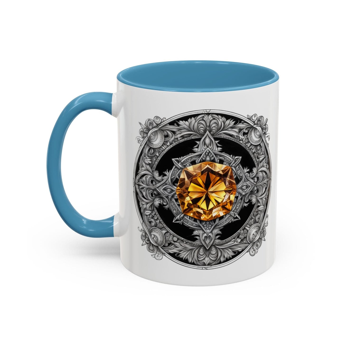 Printify Mug 11oz / Light Blue Citrine Crystal Coffee Mug with Positive Quote and QR Code for Motivational Video Ideal Gift for Gemstone Optimists and Dreamers