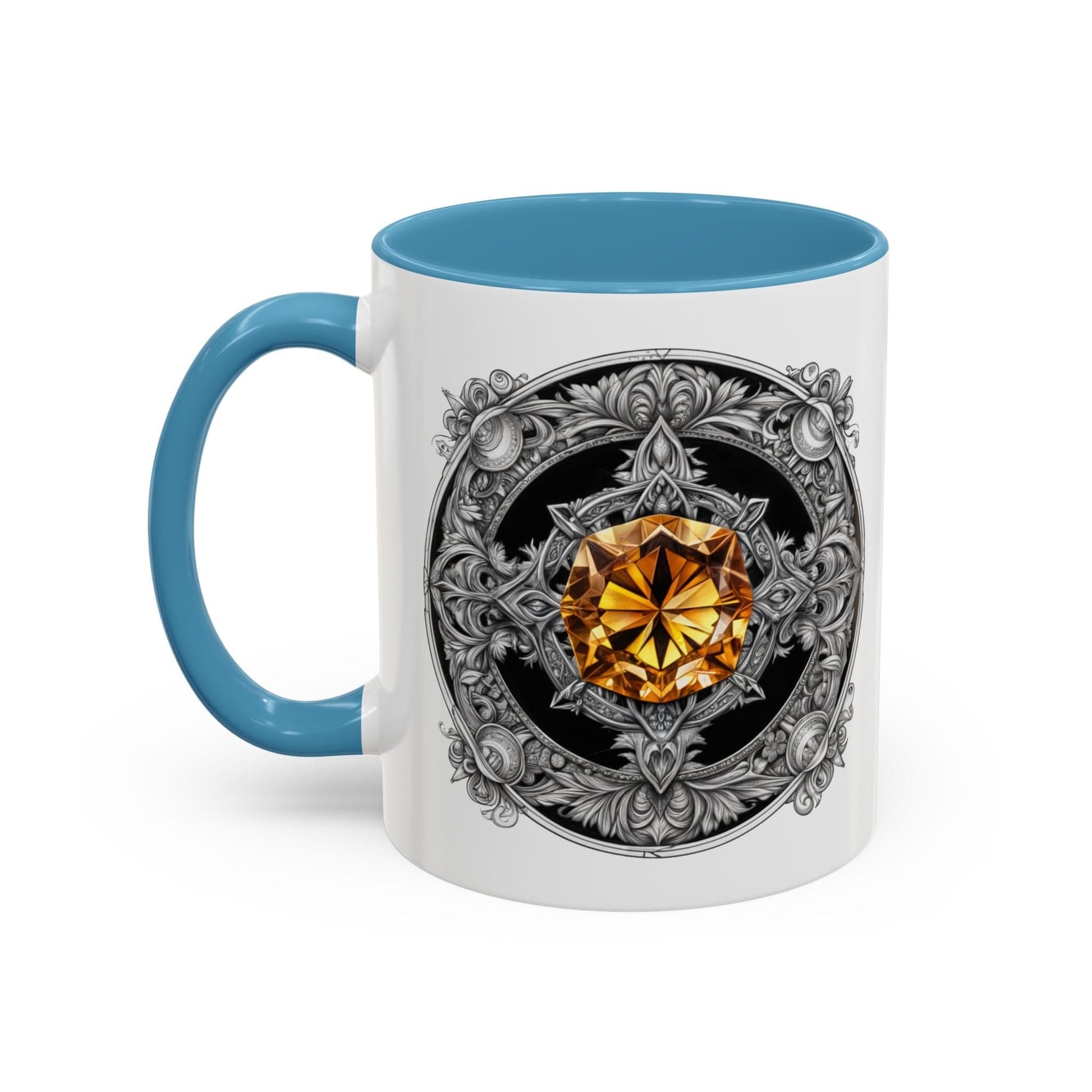 Printify Mug 11oz / Light Blue Citrine Crystal Coffee Mug with Positive Quote and QR Code for Motivational Video Ideal Gift for Gemstone Optimists and Dreamers