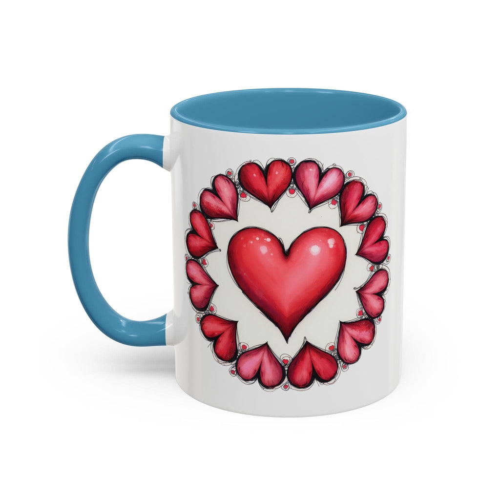 Printify Mug 11oz / Light Blue Hearts Desire Mug Cherished Friend Lover Gift for Loved Ones Perfect Present for Romantic Relationship Moments QR Quote Video Keepsake