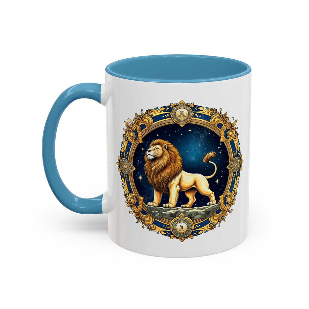 Printify Mug 11oz / Light Blue Leo Zodiac Coffee Mug with Inspirational Quote and Smart QR Code Bold Astrology Gift Custom Horoscope Lovers Mug for Leo Enthusiasts