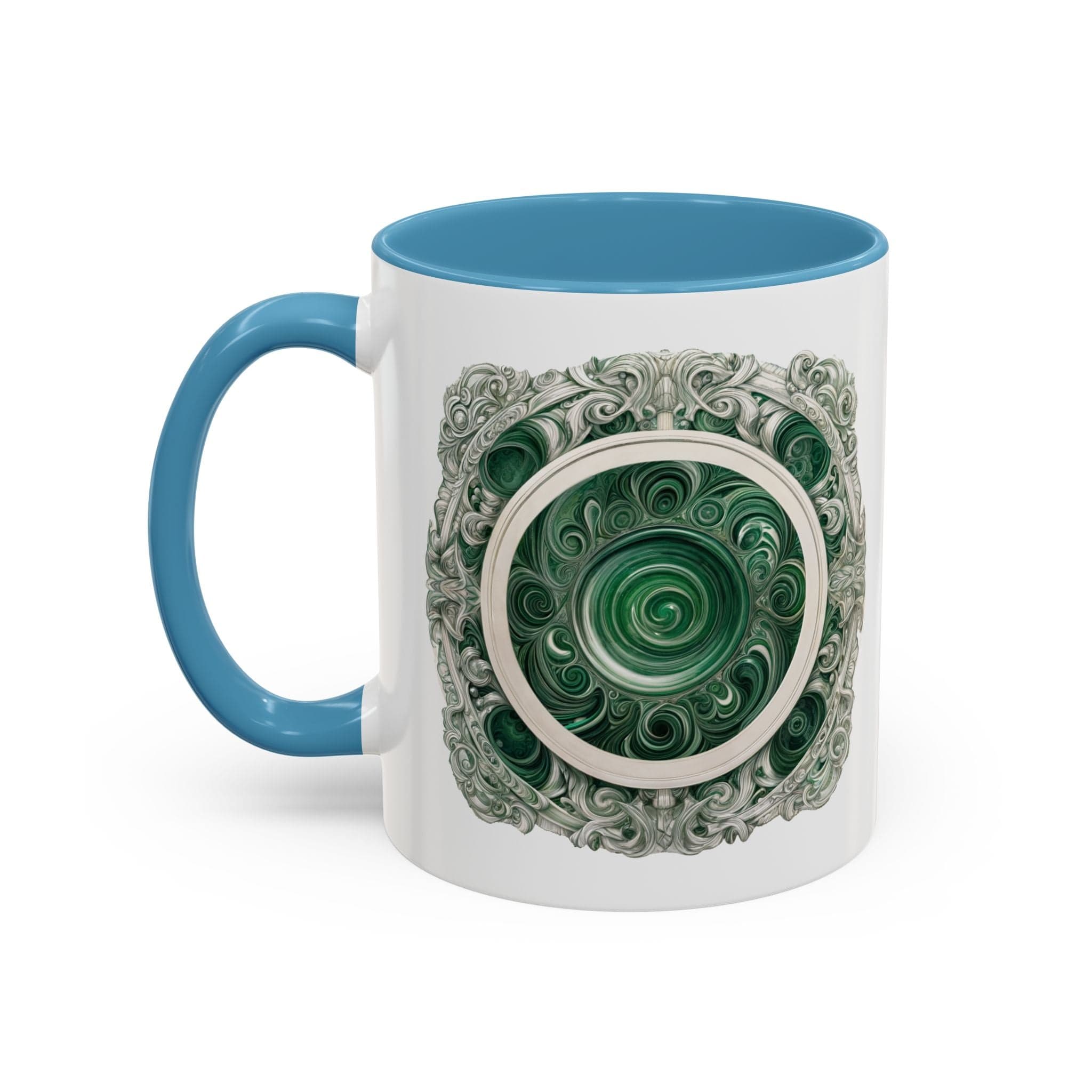 Printify Mug 11oz / Light Blue Malachite Crystal Coffee Mug with Inspirational Quote and QR Code Beautiful Gemstone Gift for Green Thumbs and Spiritual Lovers