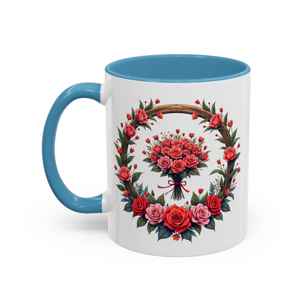 Printify Mug 11oz / Light Blue Mug - Blooming Love - Love & Romance QR Code Quote Video