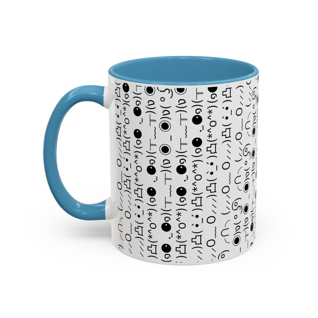 Printify Mug 11oz / Light Blue Mug - (๑⚈ ․̫ ⚈๑) Emoji- Hidden Message