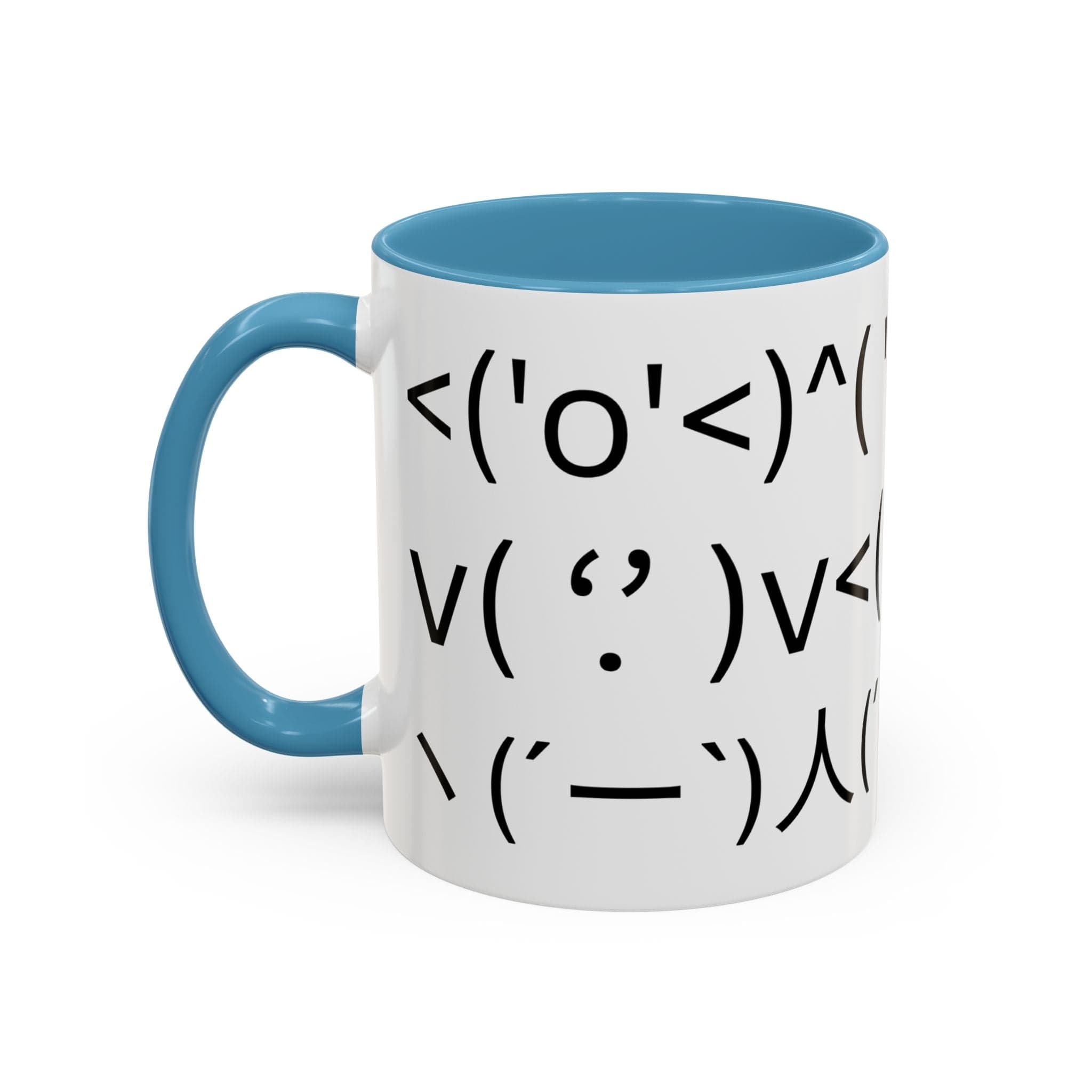 Printify Mug 11oz / Light Blue Mug - ^( '-' )^ Emoticon - Hidden Message