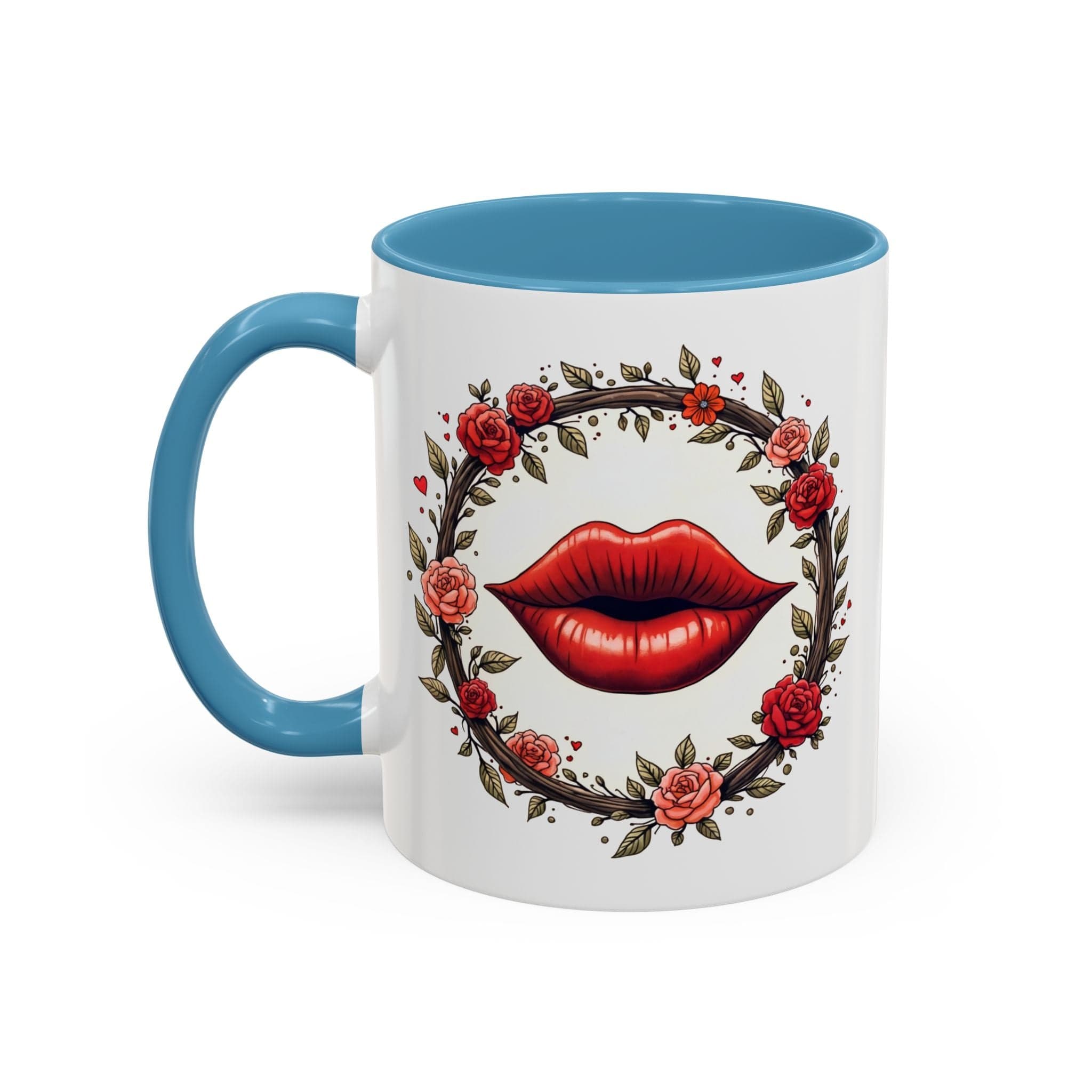 Printify Mug 11oz / Light Blue Mug - Kiss Me - Love & Romance QR Code Quote Video