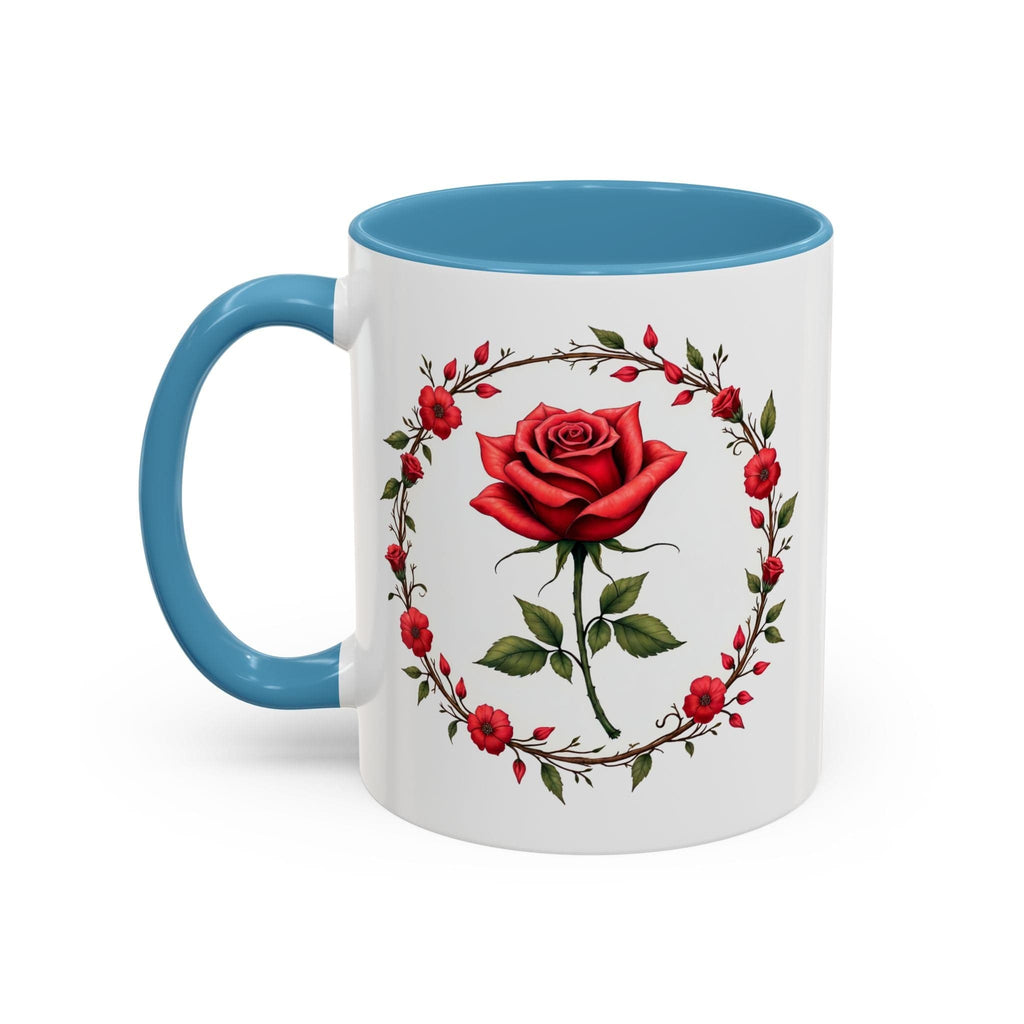 Printify Mug 11oz / Light Blue Mug - Petal Passion - Love & Romance QR Code Quote Video