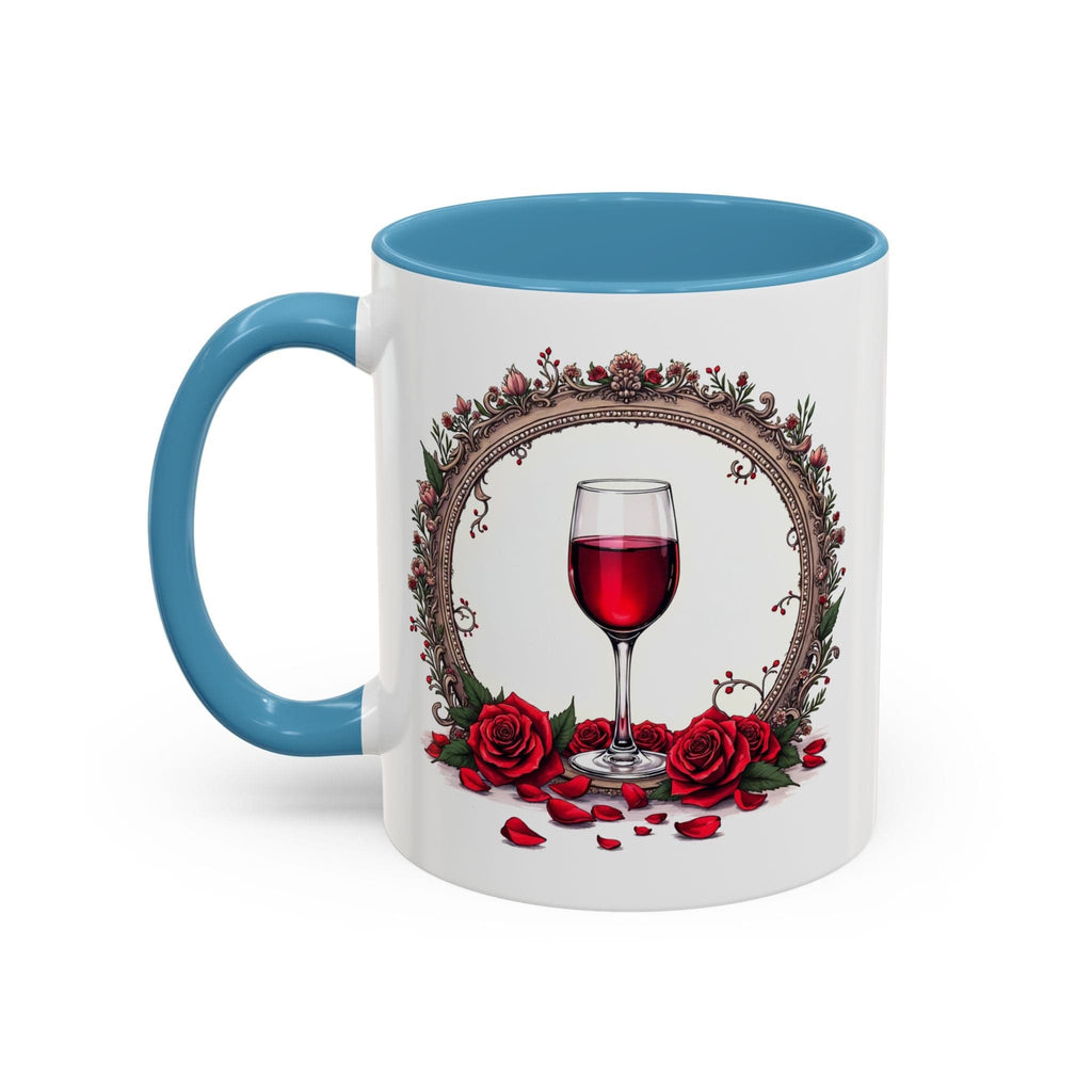 Printify Mug 11oz / Light Blue Mug - Wine & Dine - Love & Romance QR Code Quote Video