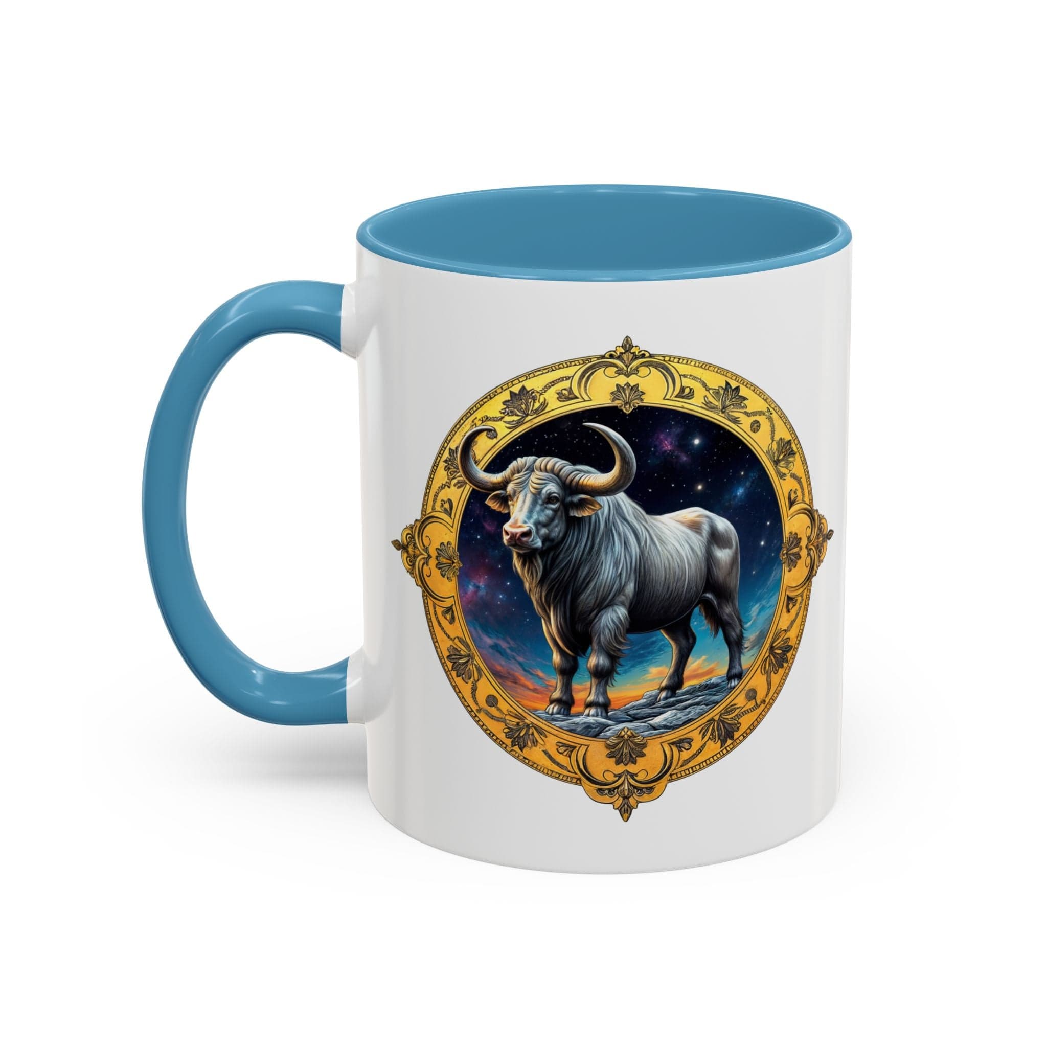 Printify Mug 11oz / Light Blue Taurus Zodiac Coffee Mug with Inspirational Quote and Smart QR Code Charming Astrology Gift Custom Horoscope Mug for Taurus Fans