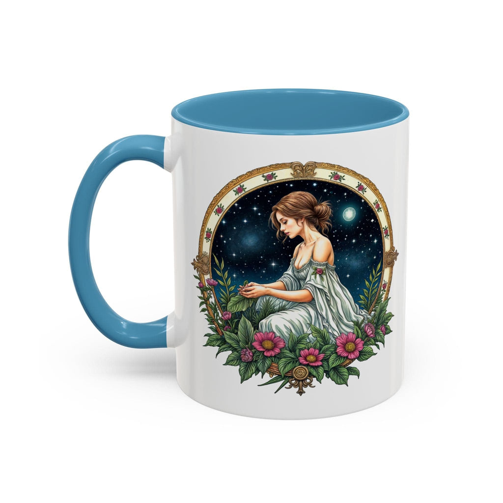 Printify Mug 11oz / Light Blue Virgo Zodiac Coffee Mug with Inspirational Quote and Smart QR Code Elegant Astrology Gift Unique Horoscope Mug for Virgo Lovers