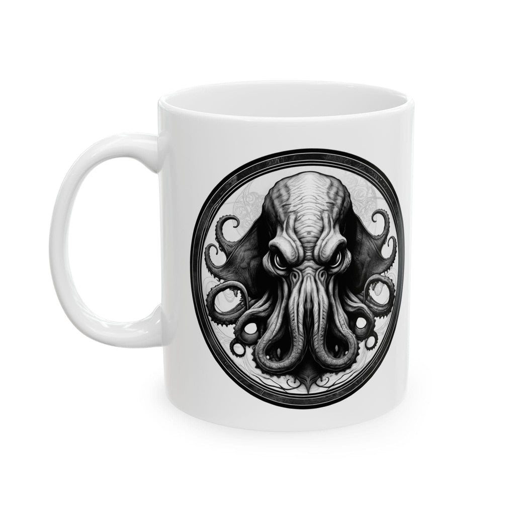 Printify Mug 11oz Mug - Cthulhu - Heroes & Quests Motivational QR Code Quote Video