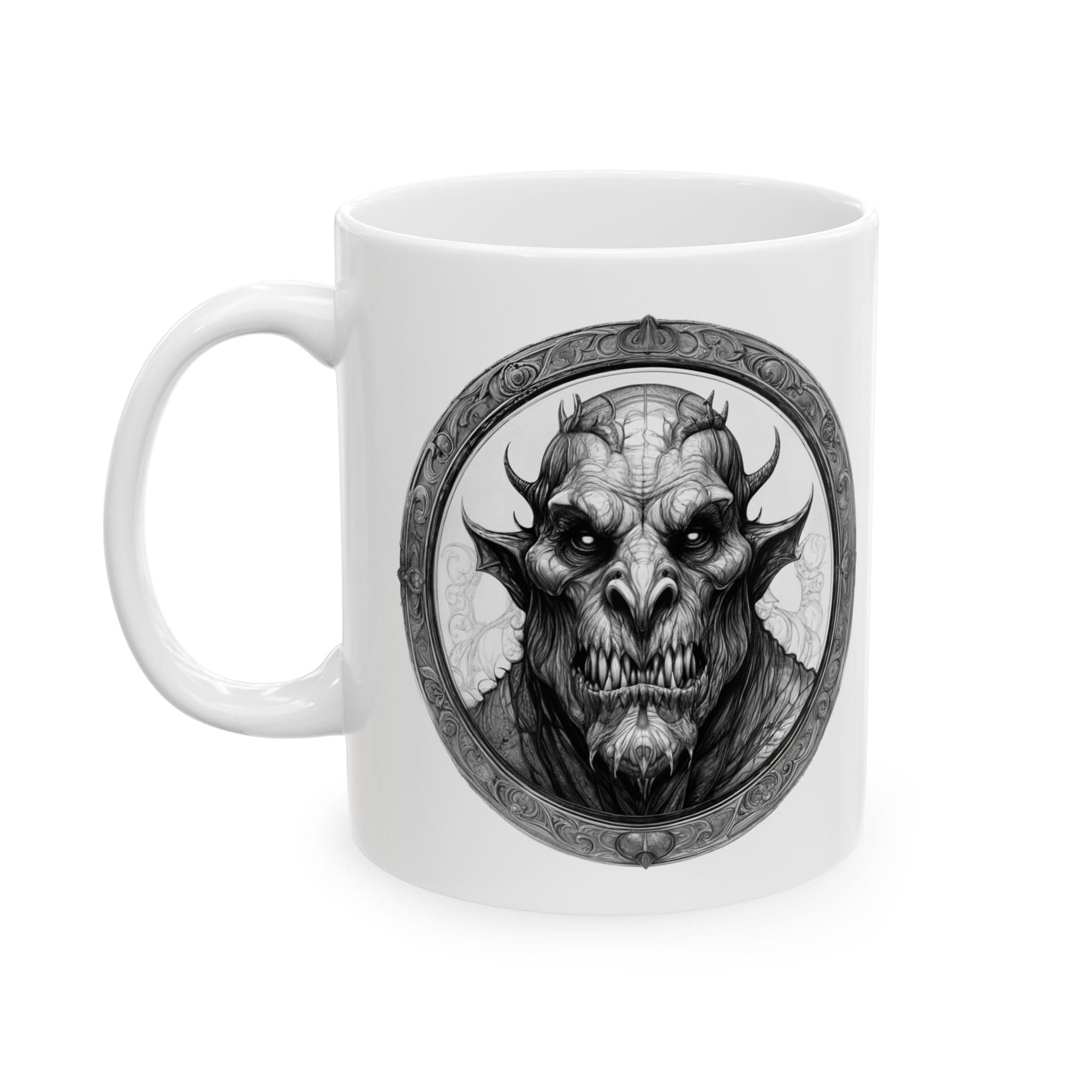 Printify Mug 11oz Mug - Grendel Mythical Inspirational QR Code Quote Video