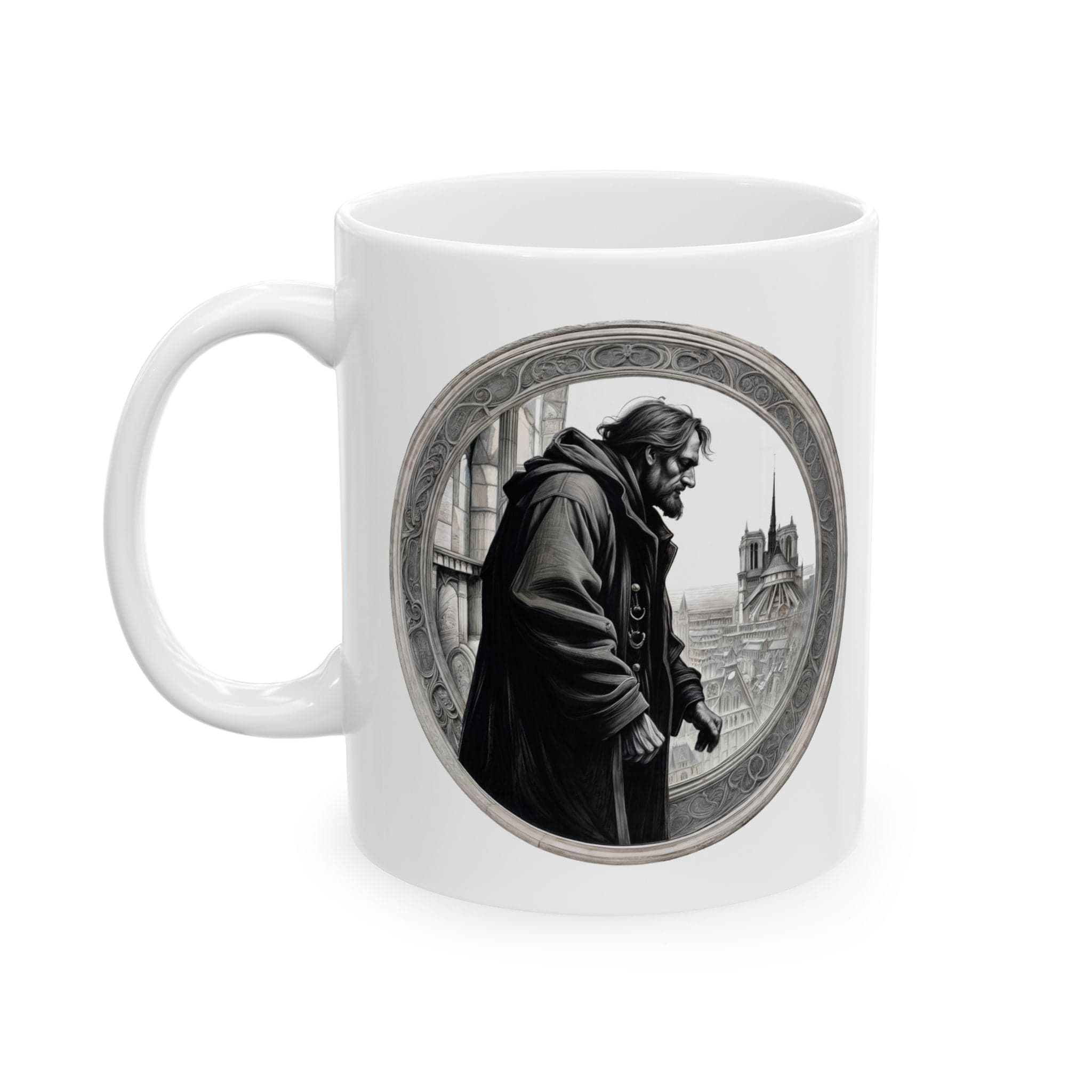 Printify Mug 11oz Mug - Hunchback of Notre Dame - Mysteries & Monsters Inspirational QR Code Quote Video