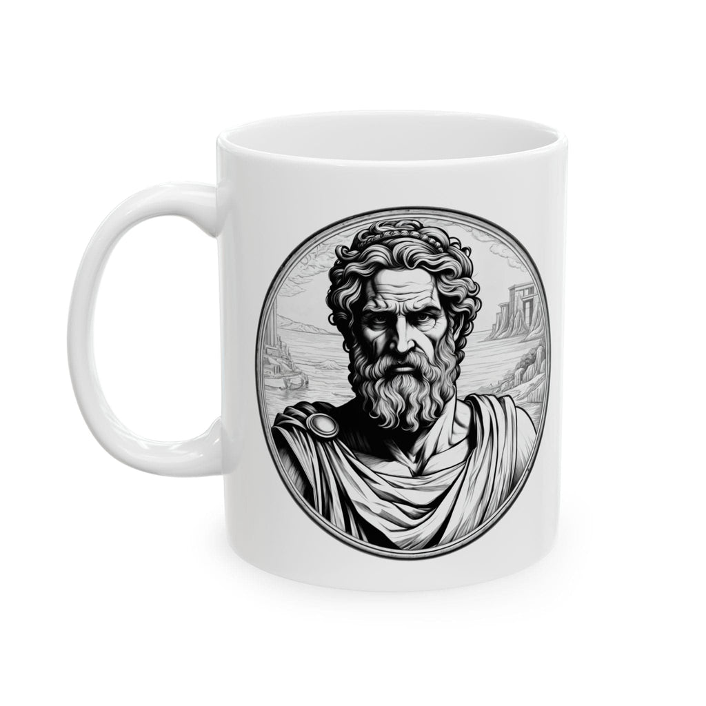 Printify Mug 11oz Mug - Odysseus - Heroes & Quests Motivational QR Code Quote Video