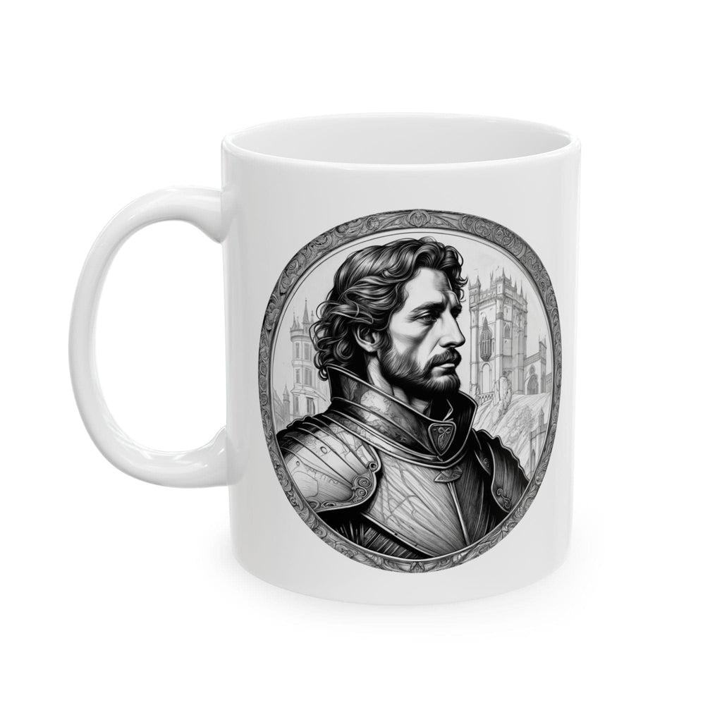 Printify Mug 11oz Mug - Sir Lancelot - Heroes & Quests Motivational QR Code Quote Video