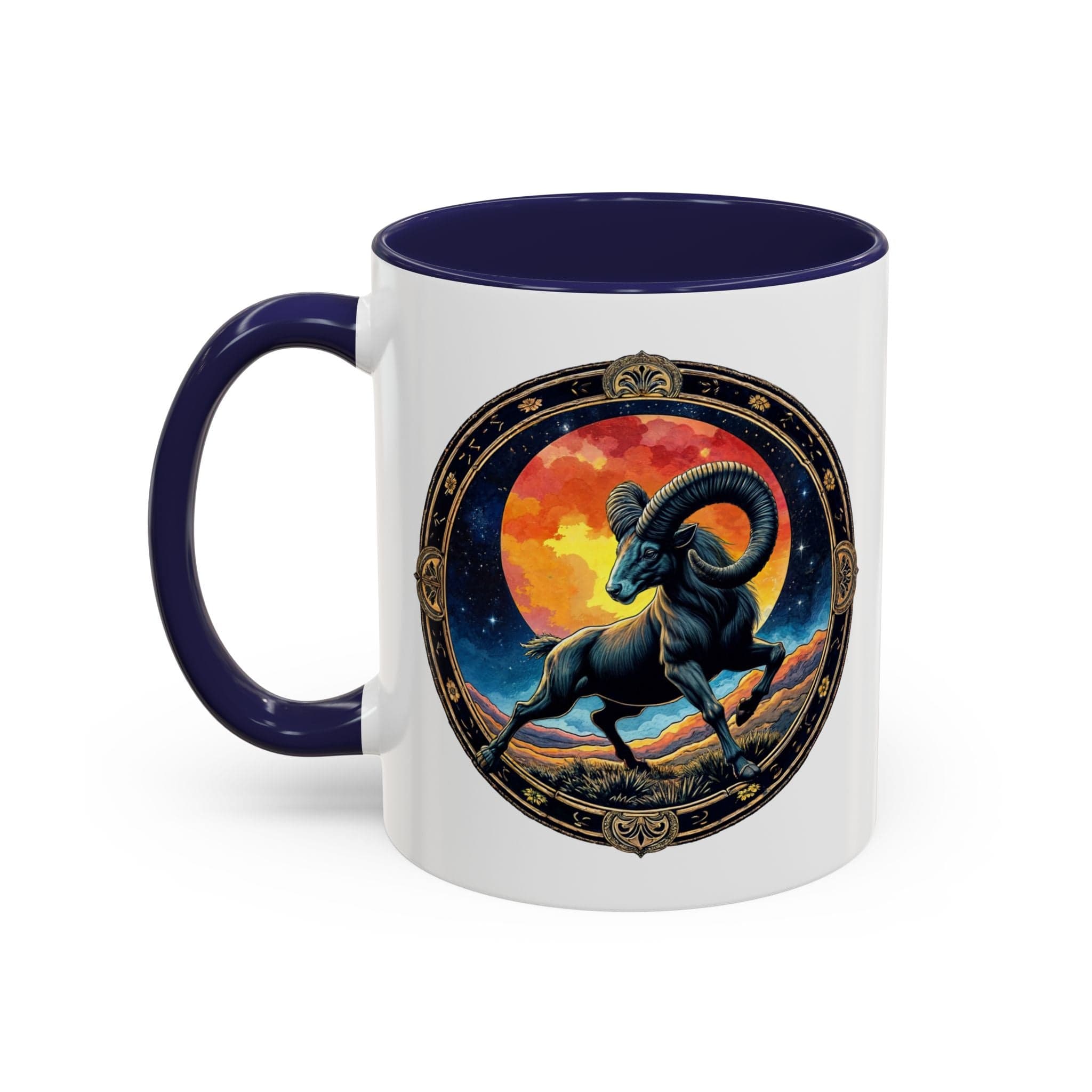 Printify Mug 11oz / Navy Aries Zodiac Coffee Mug with Inspirational Quote and Smart QR Code Unique Astrology Gift Personalized Horoscope Mug for Aries Lovers