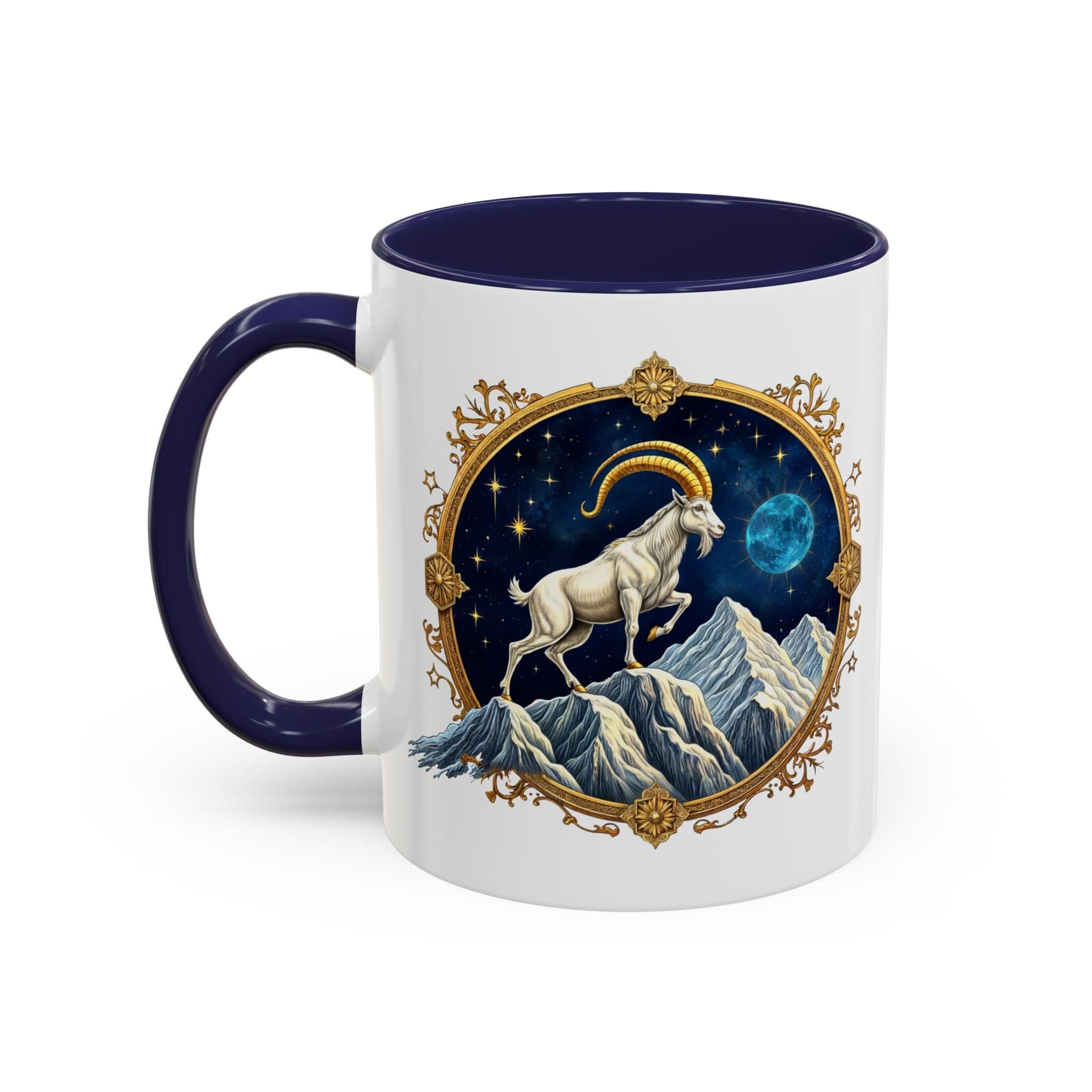 Printify Mug 11oz / Navy Capricorn Zodiac Coffee Mug with Inspirational Quote and Smart QR Code Perfect Astrology Gift Unique Capricorn Horoscope Mug for Enthusiasts