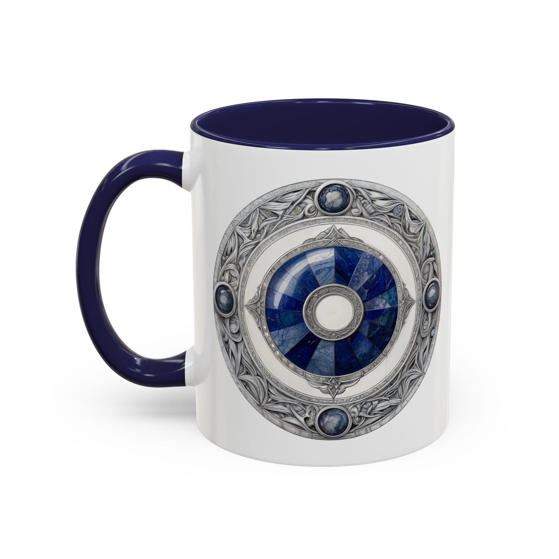 Printify Mug 11oz / Navy Lapis Lazuli Gemstone Mug with Inspirational Quote and QR Code Perfect for Dreamers Spiritual Seekers and Crystal Lovers