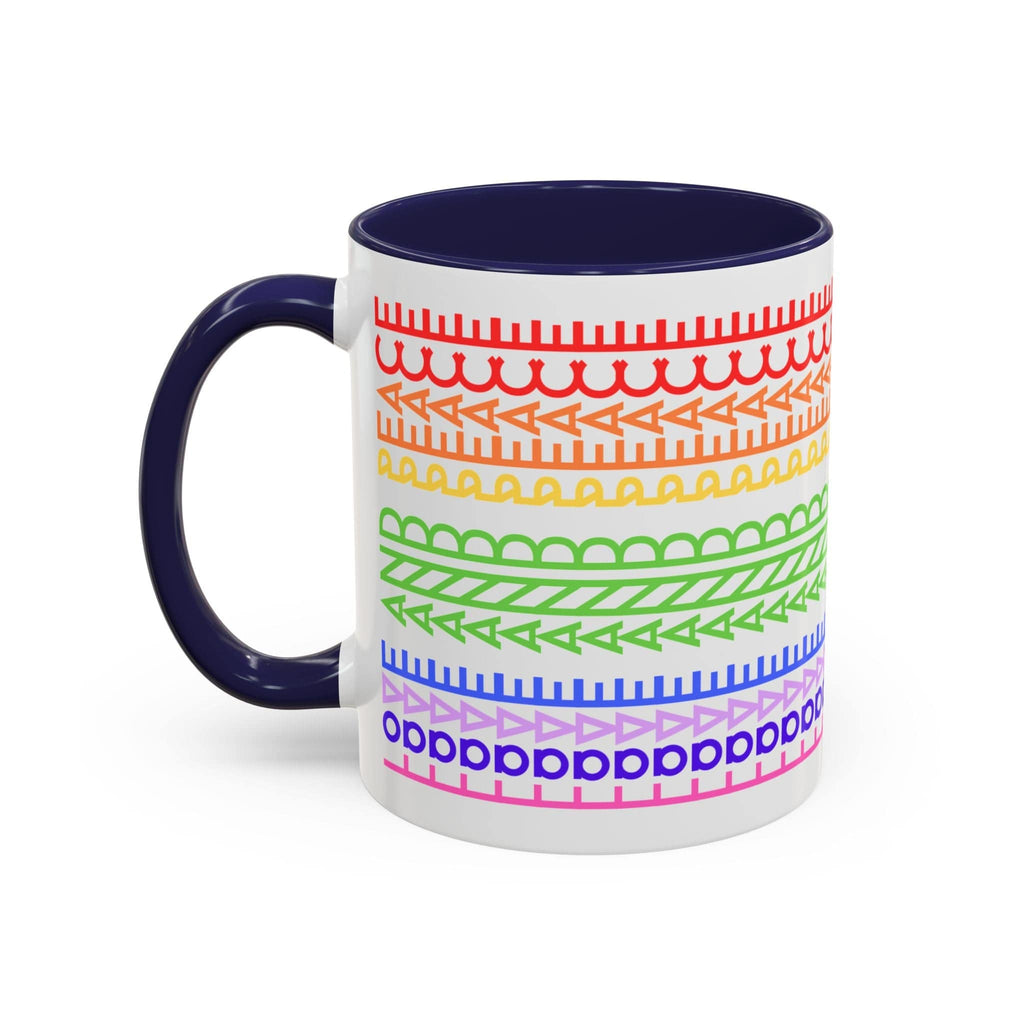 Printify Mug 11oz / Navy Love and Peace Rainbow - Hidden Message Mug