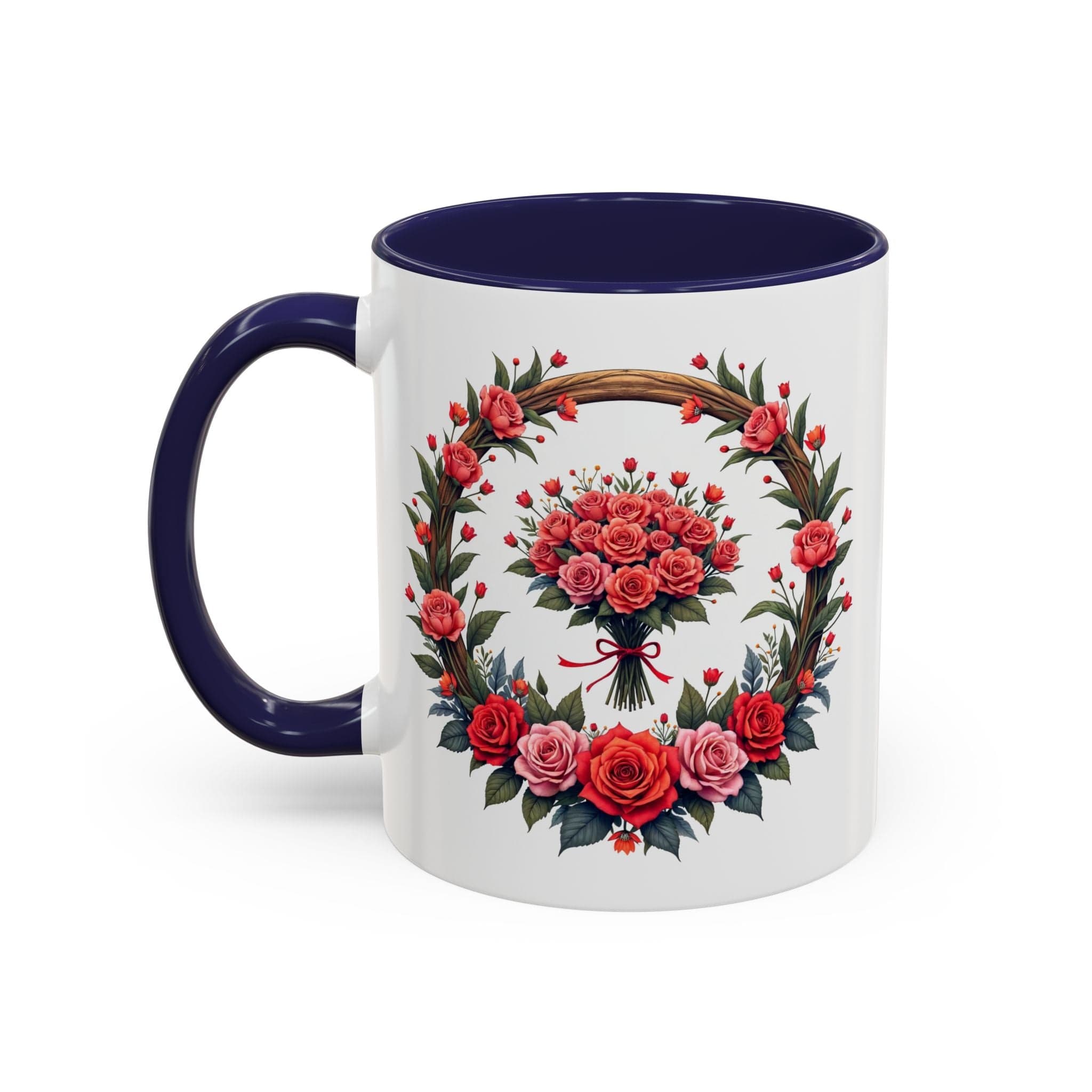 Printify Mug 11oz / Navy Mug - Blooming Love - Love & Romance QR Code Quote Video
