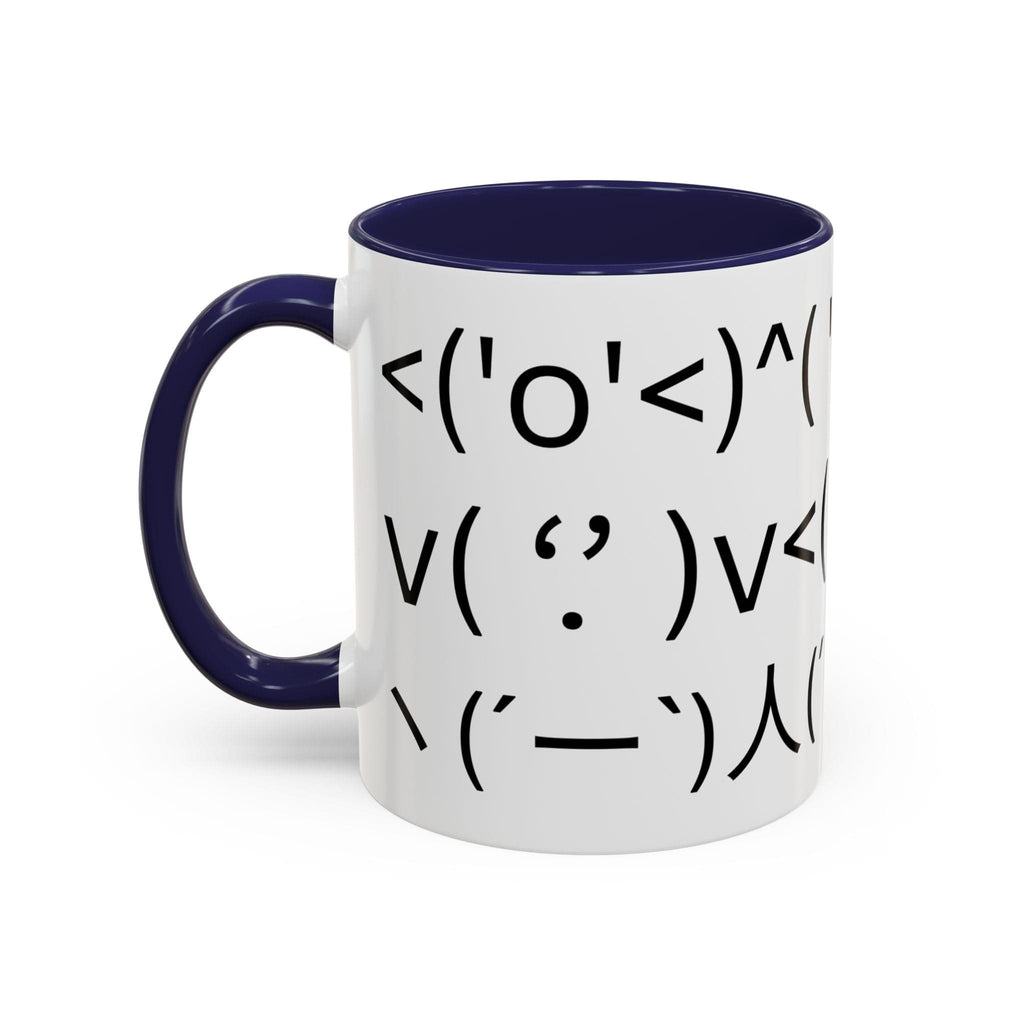 Printify Mug 11oz / Navy Mug - ^( '-' )^ Emoticon - Hidden Message