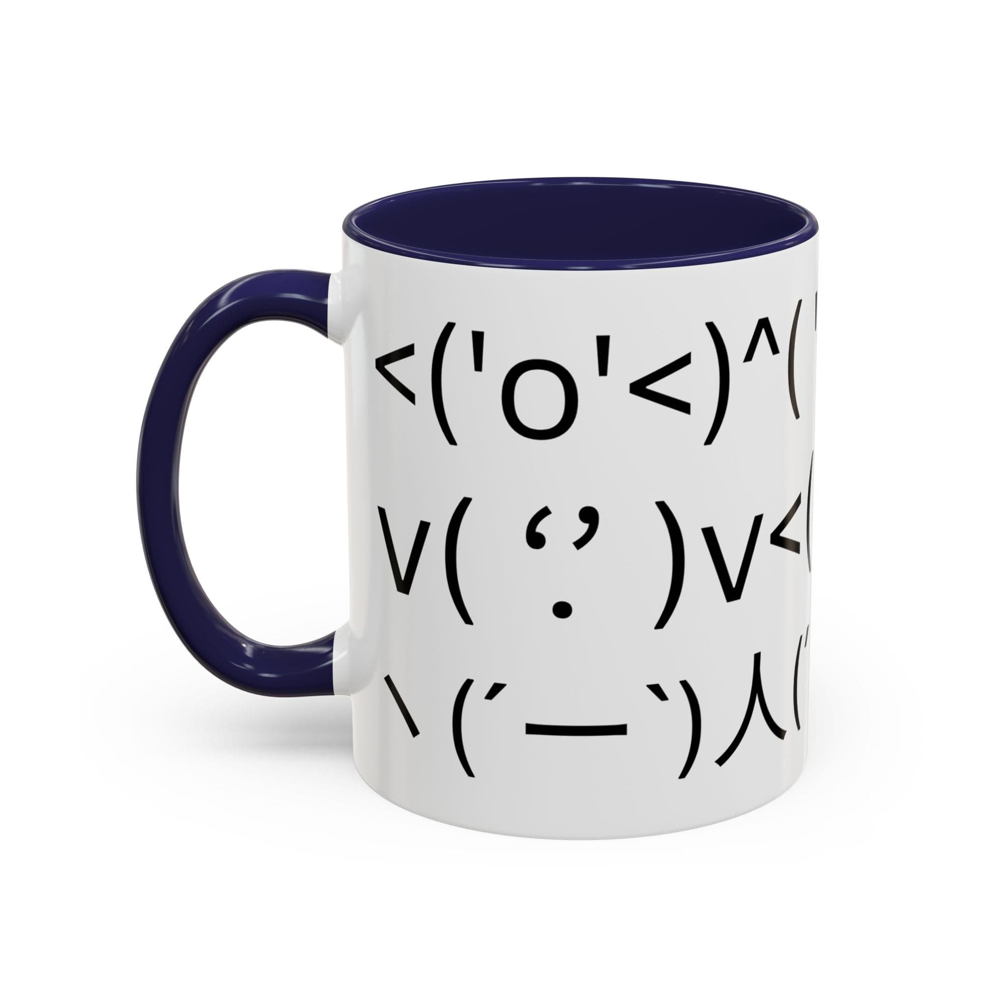 Printify Mug 11oz / Navy Mug - ^( '-' )^ Emoticon - Hidden Message