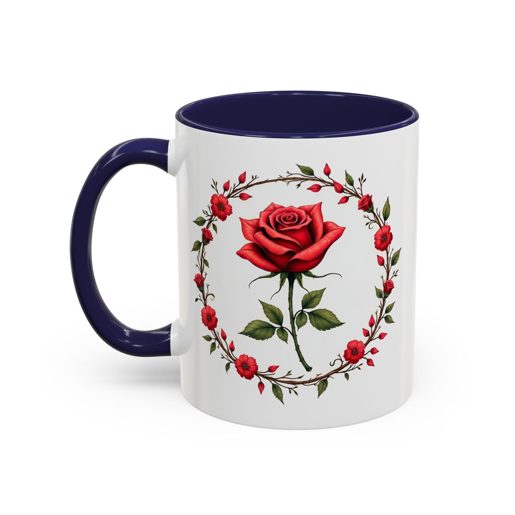 Printify Mug 11oz / Navy Mug - Petal Passion - Love & Romance QR Code Quote Video