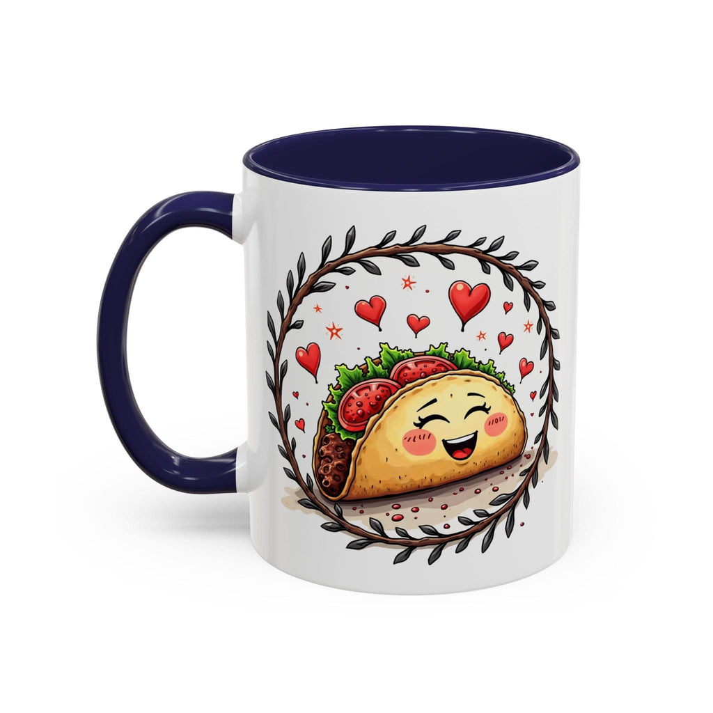 Printify Mug 11oz / Navy Mug - Taco 'Bout Love - Love & Fun Mug with QR Code Quote Video