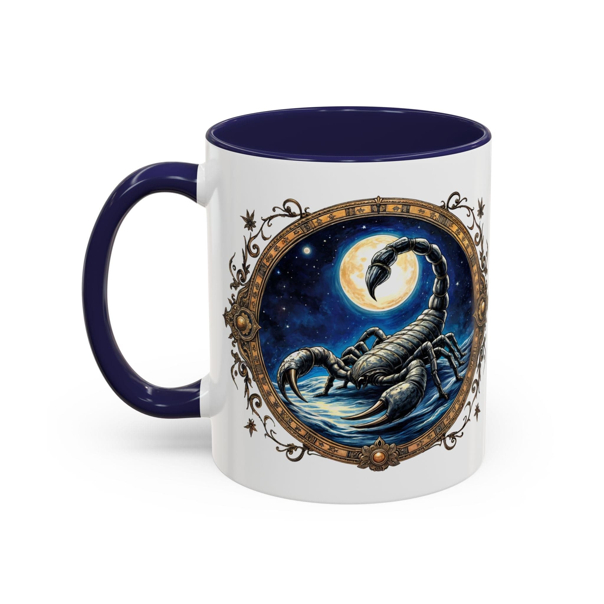 Printify Mug 11oz / Navy Scorpio Zodiac Coffee Mug with Inspirational Quote and Smart QR Code Mysterious Astrology Gift Unique Horoscope Mug for Scorpio Lovers