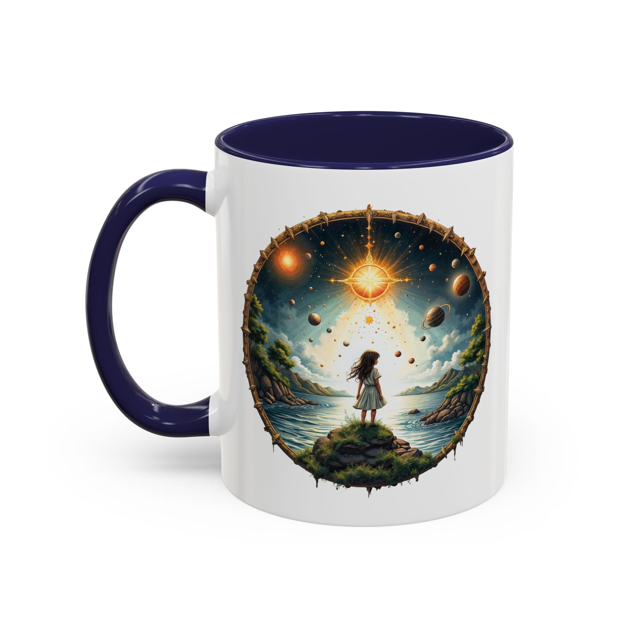 Printify Mug 11oz / Navy UFO Coffee Mug with Exploring the Final Frontier Quote - Space Enthusiasts Who Enjoy Unique Gifts Hilarious Space Puns QR Code Quote Video