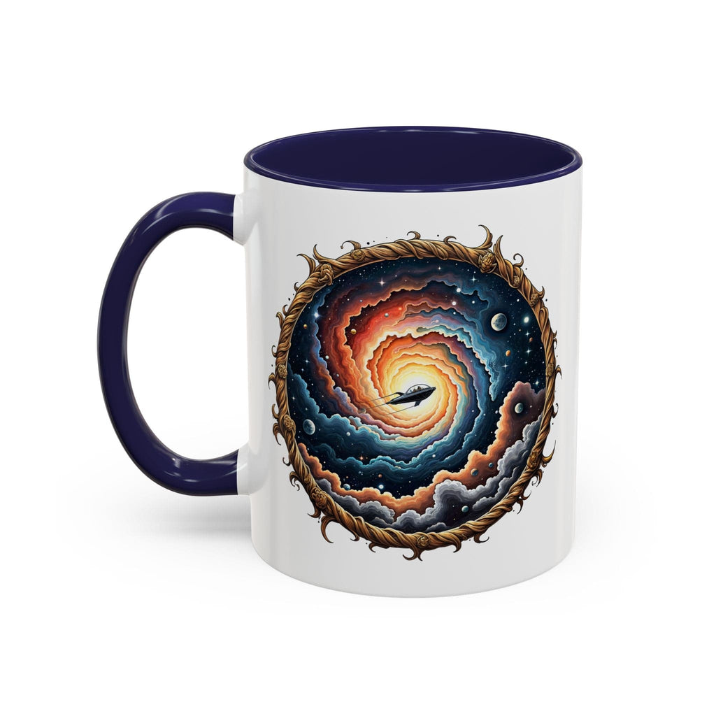 Printify Mug 11oz / Navy UFO Coffee Mug with Humorous Alien Quote - for Skeptical Science Lover Who Enjoy Unique Quirky Gift Hilarious Space Joke QR Code Quote Video