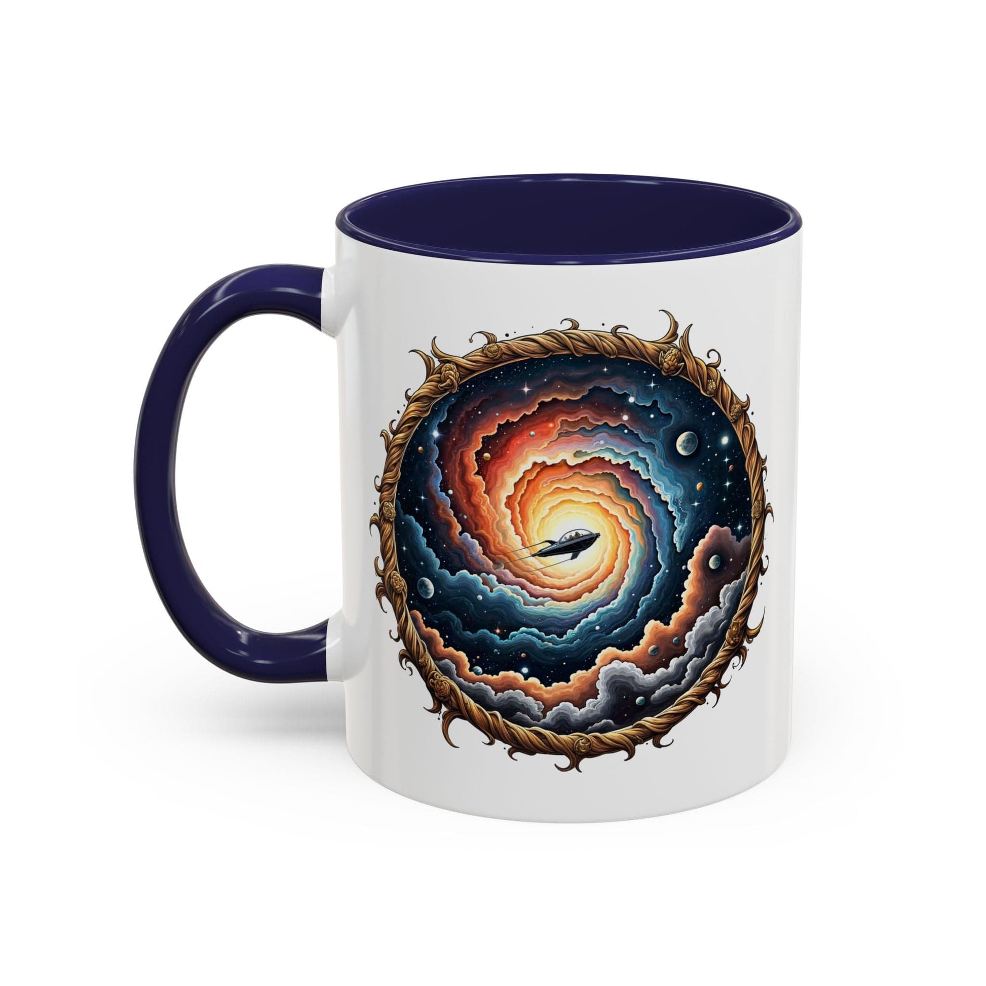 Printify Mug 11oz / Navy UFO Coffee Mug with Humorous Alien Quote - for Skeptical Science Lover Who Enjoy Unique Quirky Gift Hilarious Space Joke QR Code Quote Video