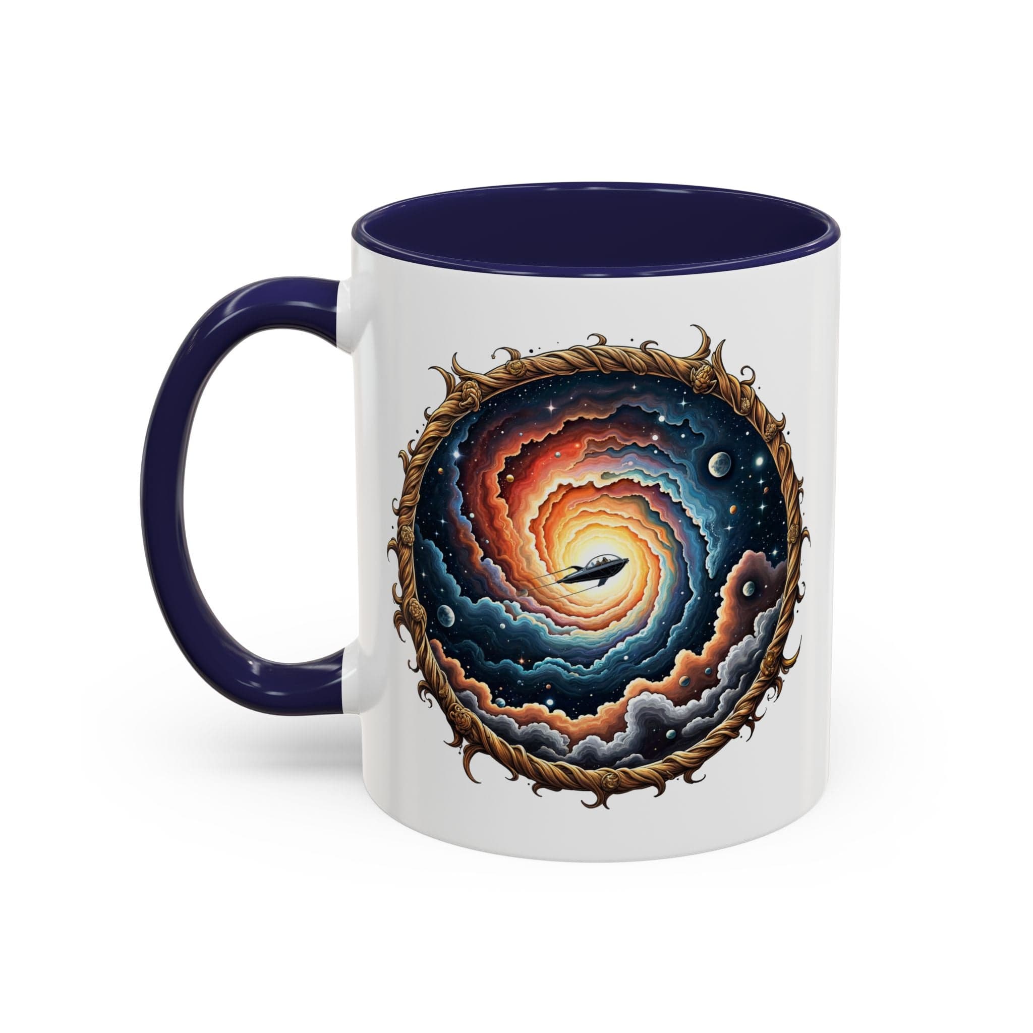 Printify Mug 11oz / Navy UFO Coffee Mug with Humorous Alien Quote - for Skeptical Science Lover Who Enjoy Unique Quirky Gift Hilarious Space Joke QR Code Quote Video