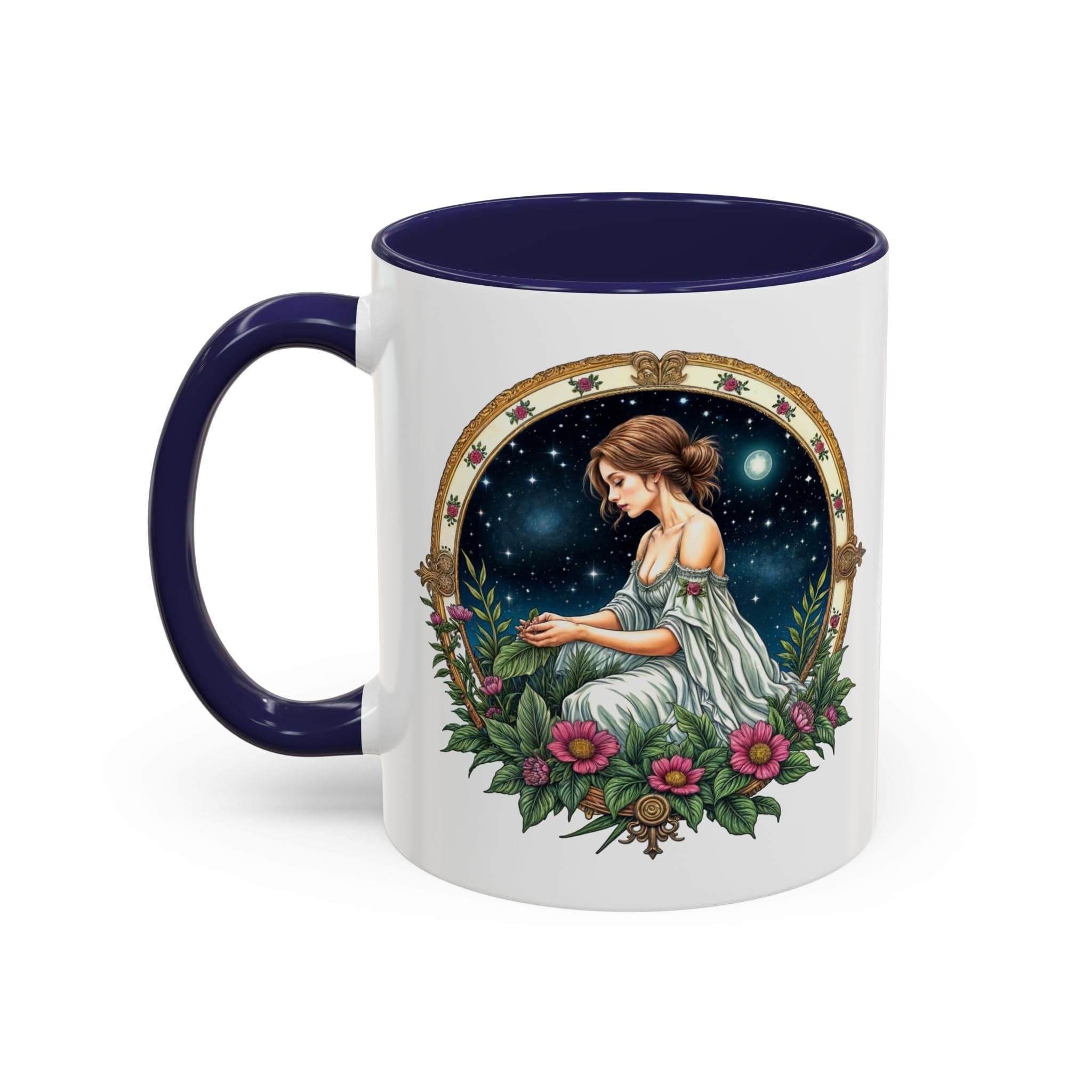 Printify Mug 11oz / Navy Virgo Zodiac Coffee Mug with Inspirational Quote and Smart QR Code Elegant Astrology Gift Unique Horoscope Mug for Virgo Lovers