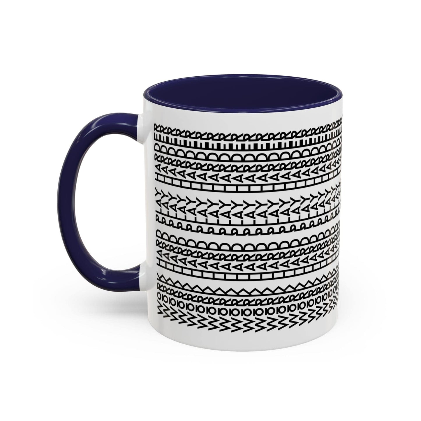 Printify Mug 11oz / Navy Work Hard Play Harder - Hidden Message Mug