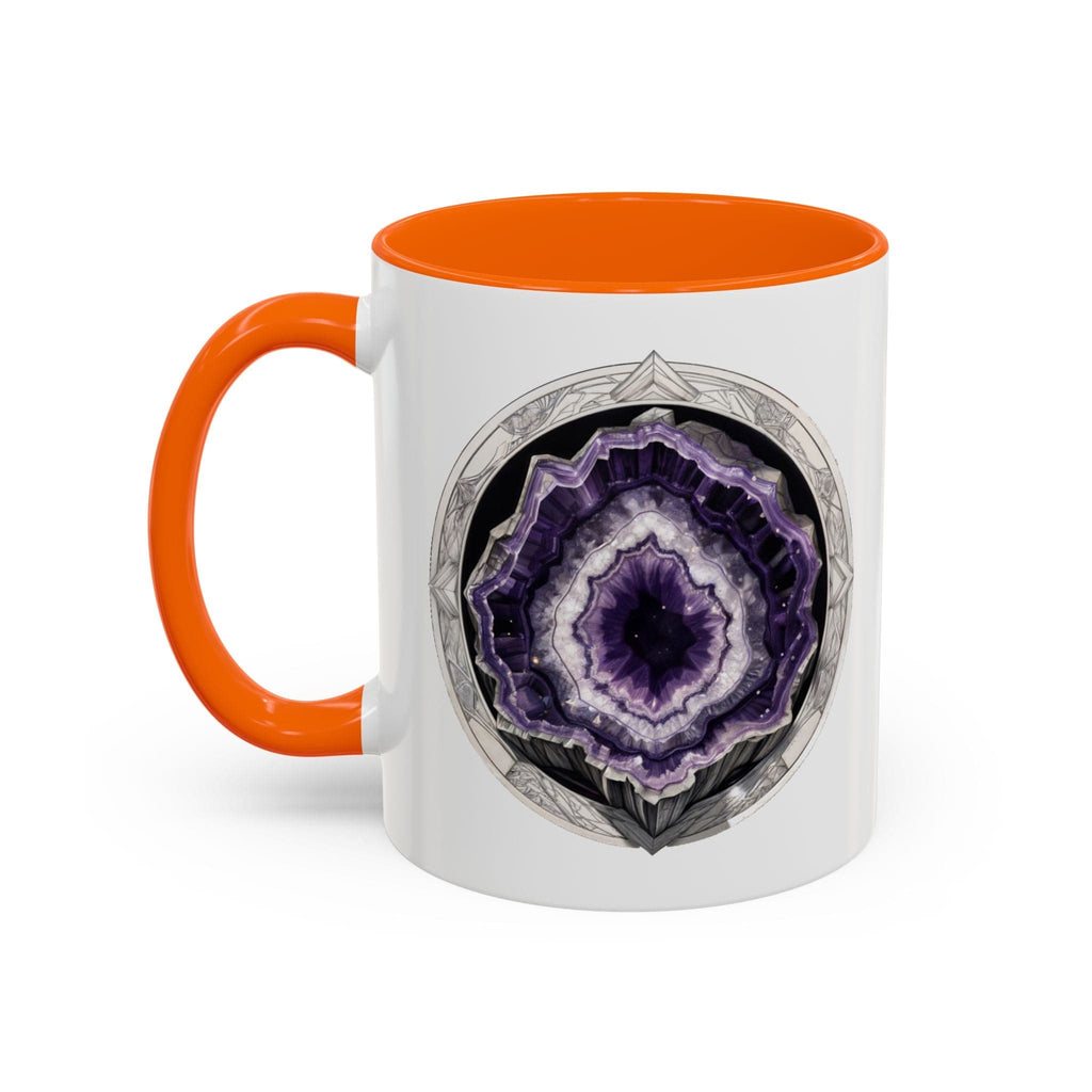 Printify Mug 11oz / Orange Amethyst Gemstone Coffee Mug with Inspirational Quote and QR Code Perfect Gift for Mindfulness Lovers and Crystal Spiritual Seekers