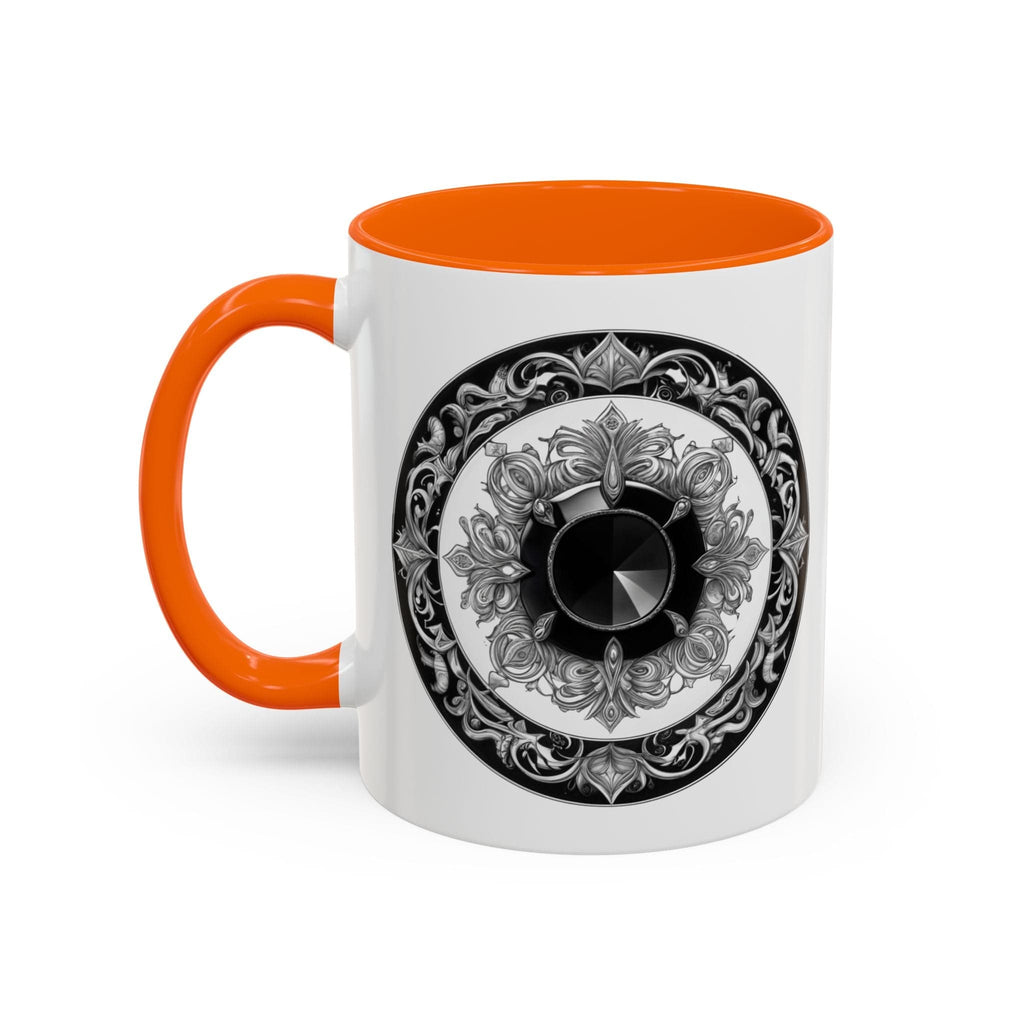 Printify Mug 11oz / Orange Black Tourmaline Gemstone Coffee Mug with Grounding Quote and QR Code Perfect Crystal Shield for Home and Office Unique Drinkware