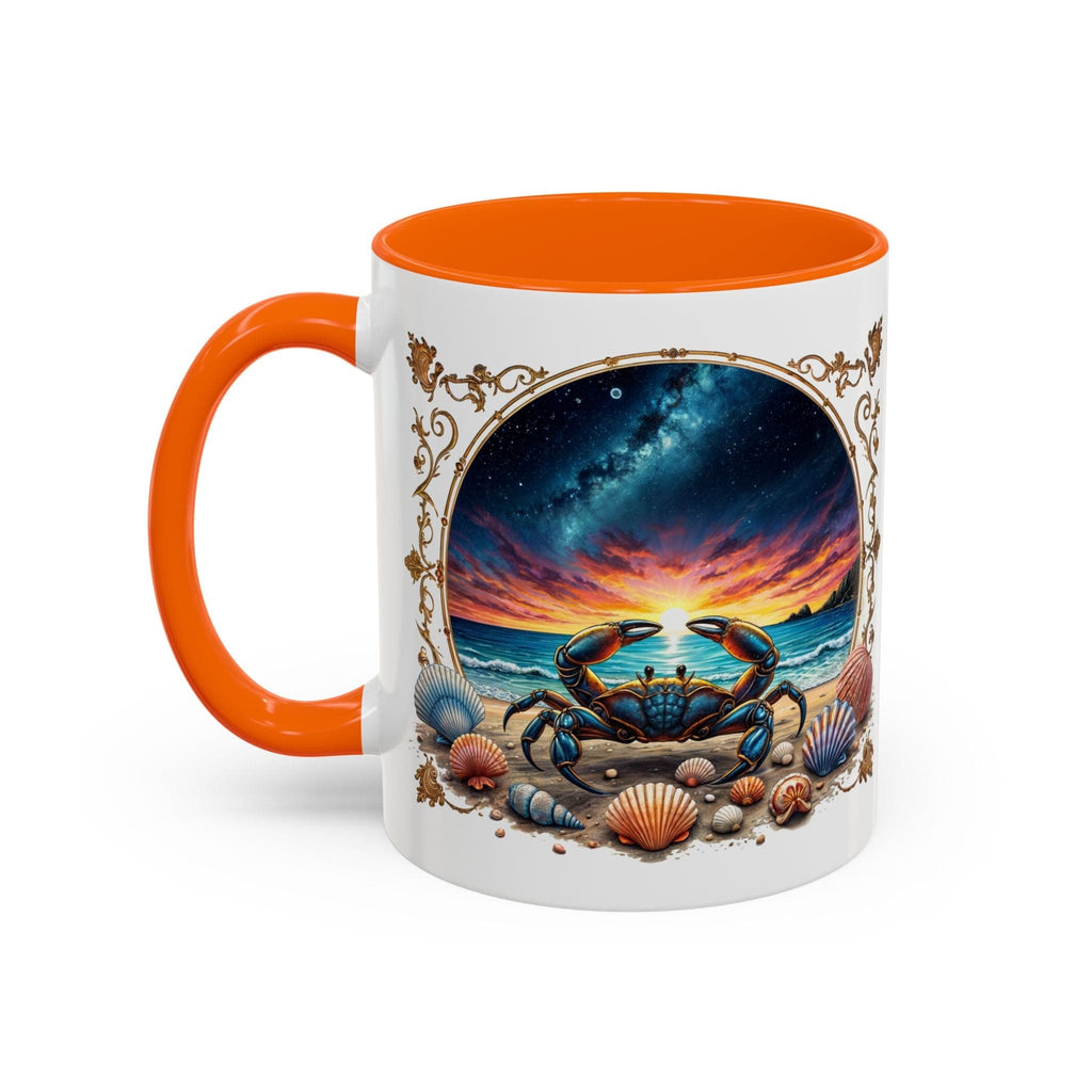 Printify Mug 11oz / Orange Cancer Zodiac Coffee Mug with Inspirational Quote and Smart QR Code Nurturing Astrology Gift Personalized Horoscope Mug for Cancer Fans