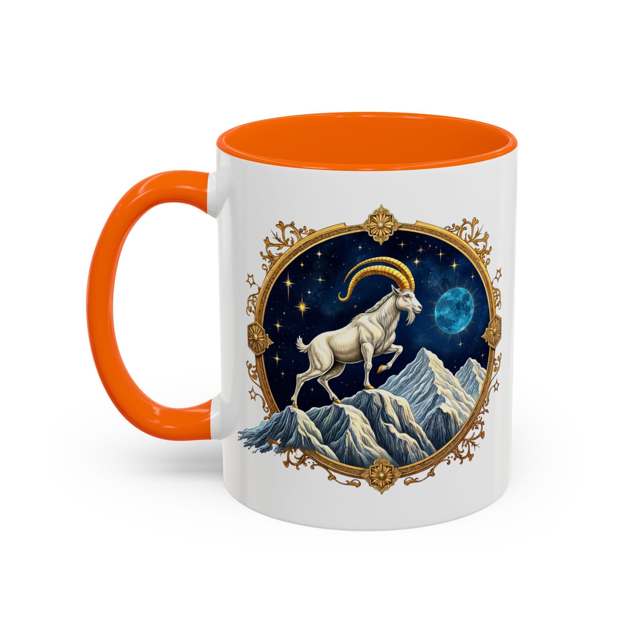 Printify Mug 11oz / Orange Capricorn Zodiac Coffee Mug with Inspirational Quote and Smart QR Code Perfect Astrology Gift Unique Capricorn Horoscope Mug for Enthusiasts