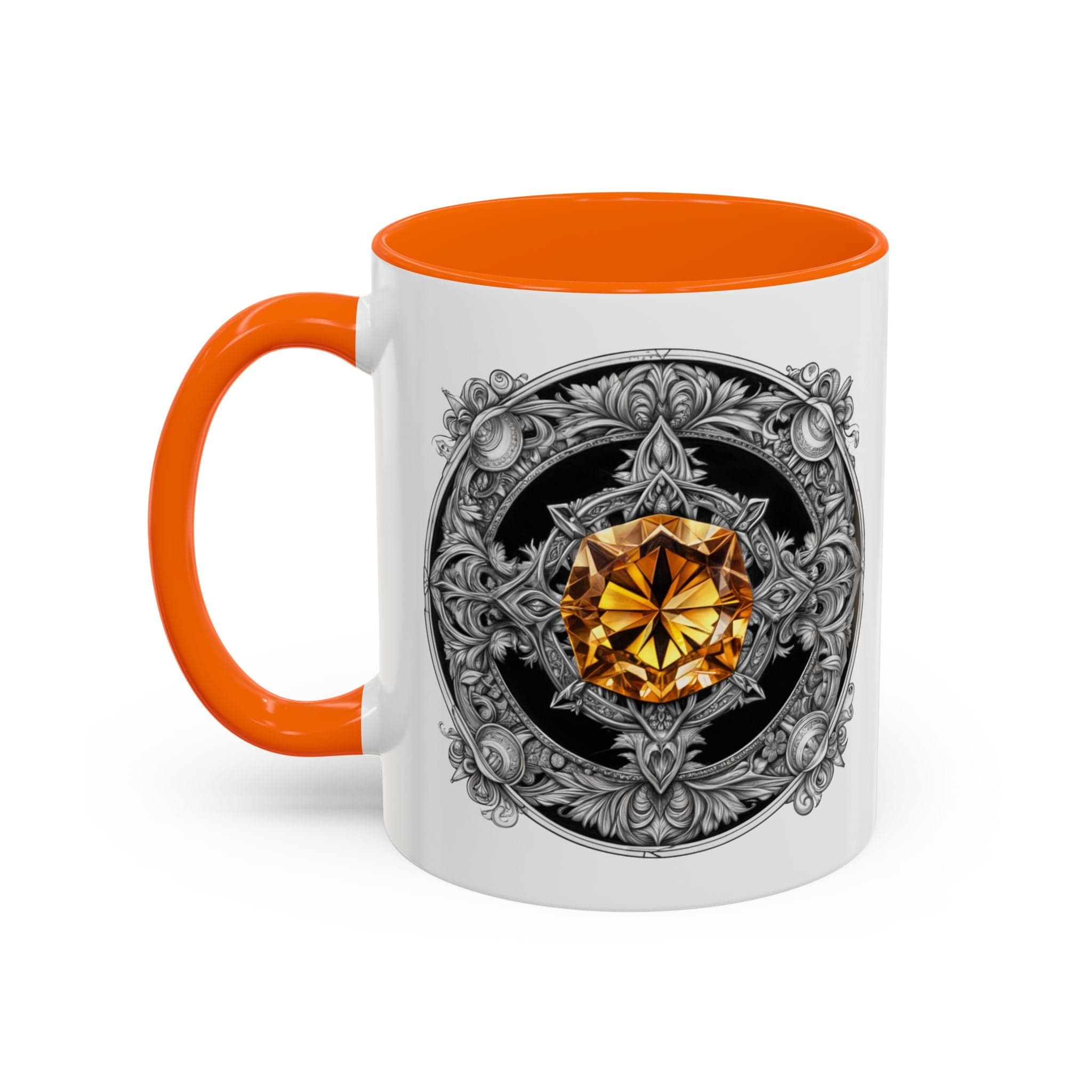 Printify Mug 11oz / Orange Citrine Crystal Coffee Mug with Positive Quote and QR Code for Motivational Video Ideal Gift for Gemstone Optimists and Dreamers