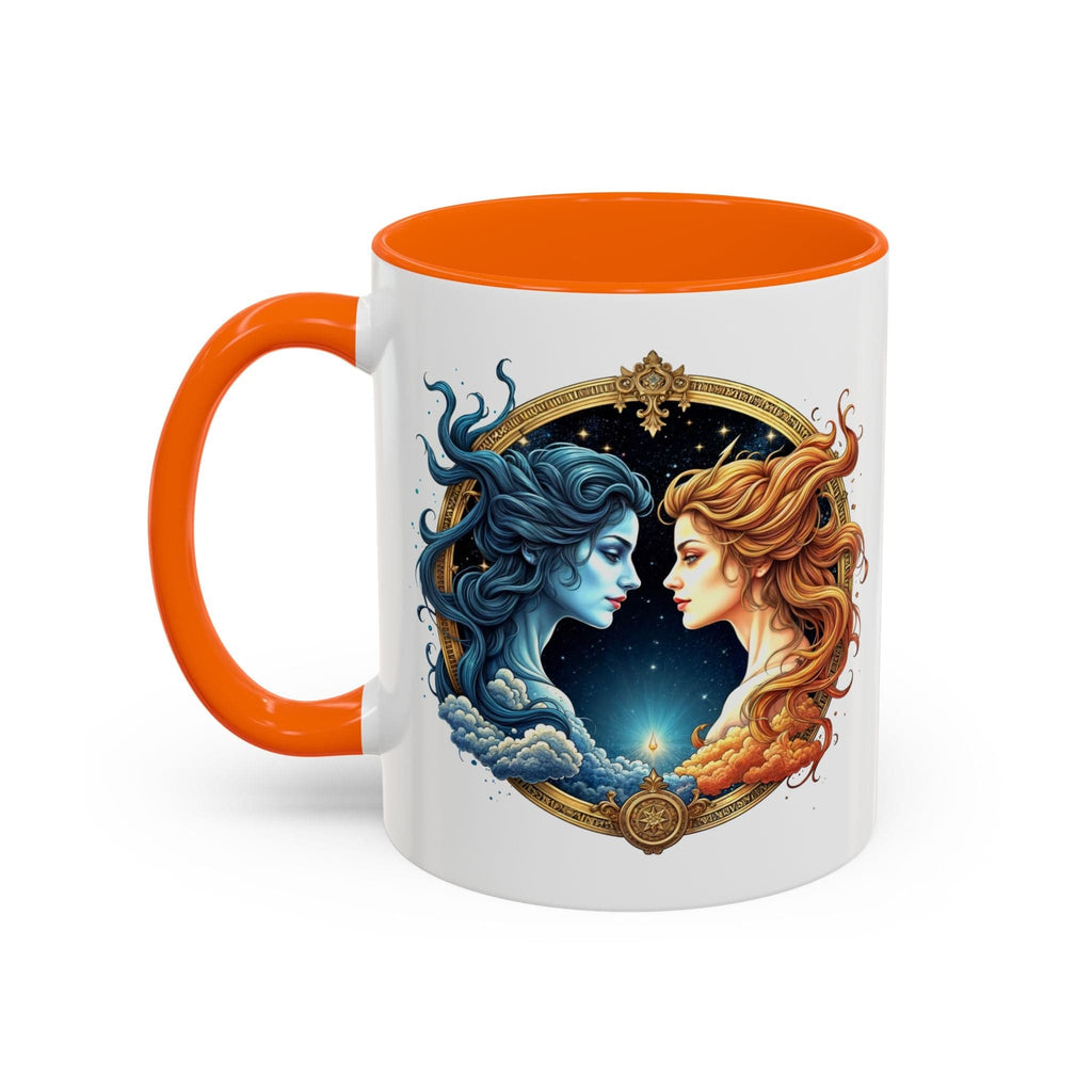 Printify Mug 11oz / Orange Gemini Zodiac Coffee Mug with Inspirational Quote and Smart QR Code Fun Astrology Gift Unique Horoscope Mug for Gemini Lovers