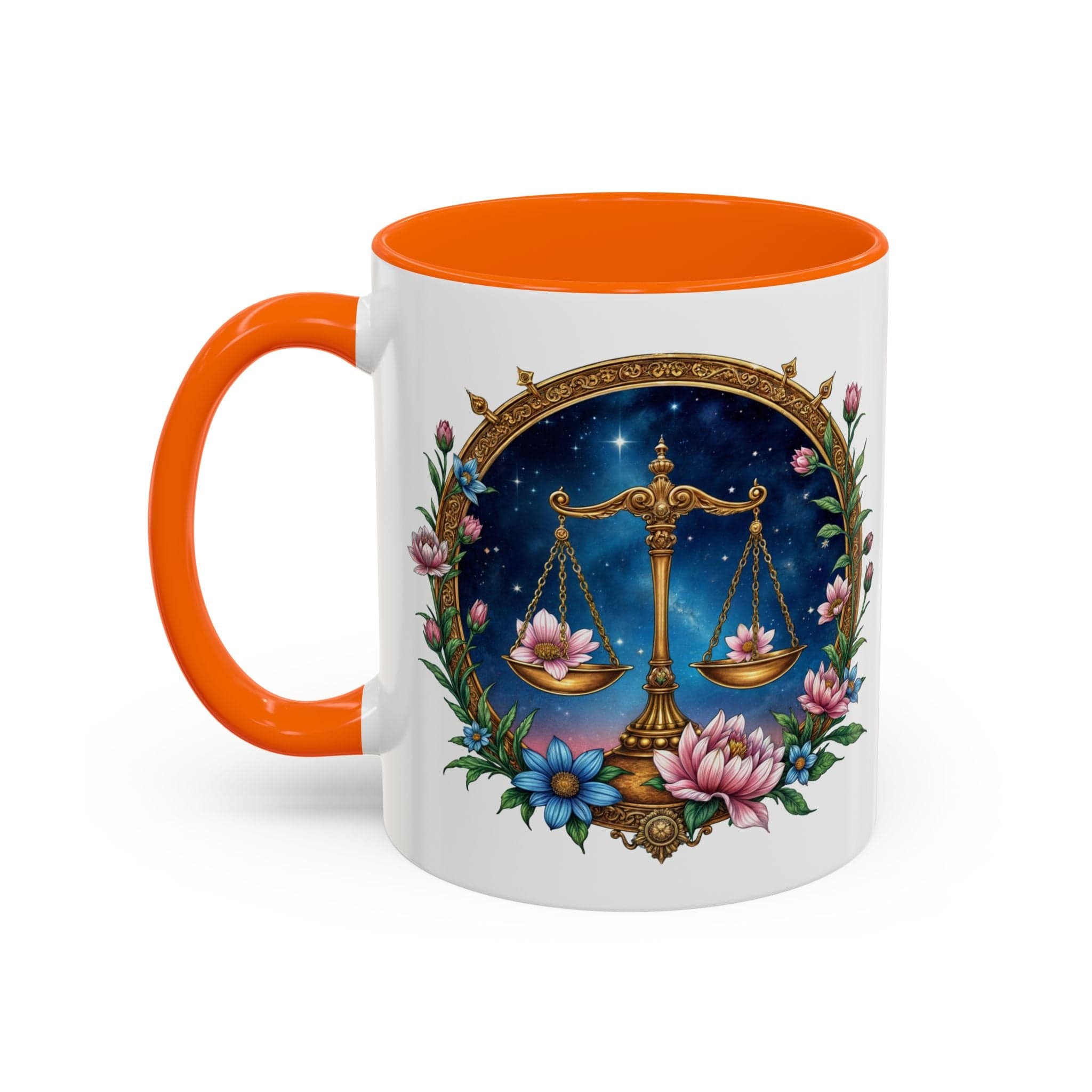 Printify Mug 11oz / Orange Libra Zodiac Coffee Mug with Inspirational Quote and Smart QR Code Balanced Astrology Gift Custom Horoscope Lovers Mug for Libra Fans