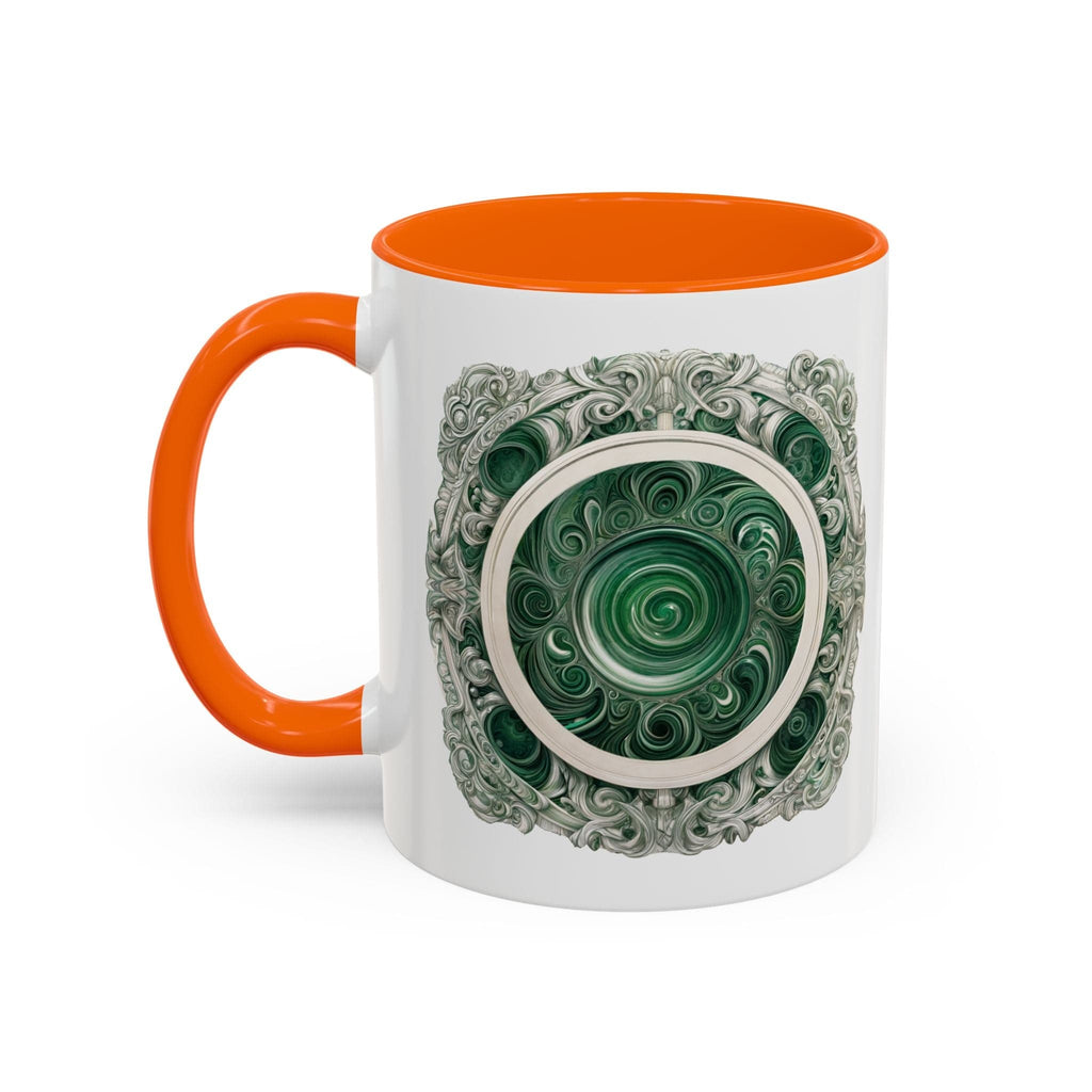 Printify Mug 11oz / Orange Malachite Crystal Coffee Mug with Inspirational Quote and QR Code Beautiful Gemstone Gift for Green Thumbs and Spiritual Lovers