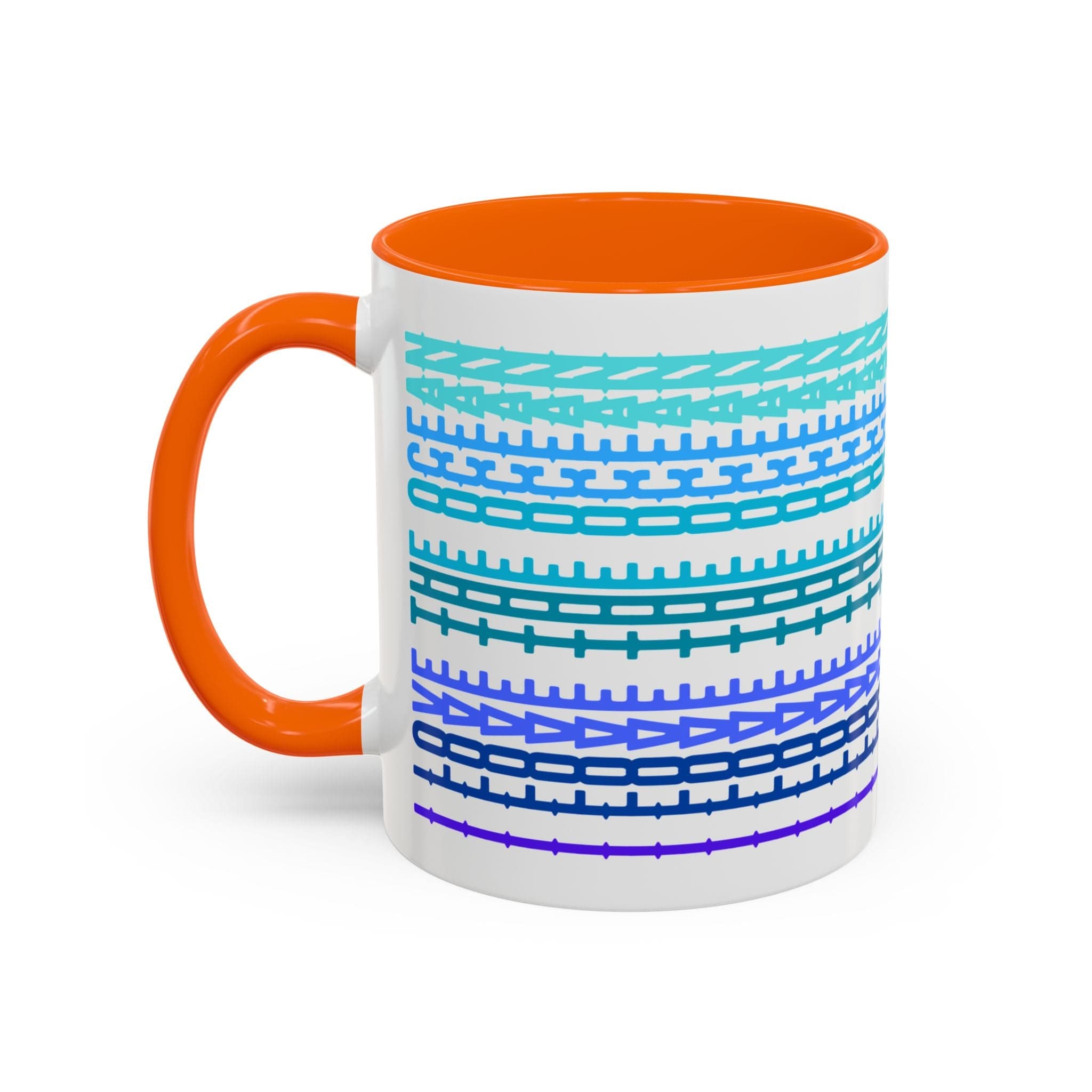 Printify Mug 11oz / Orange Mug - I Love The Ocean - Hidden Message